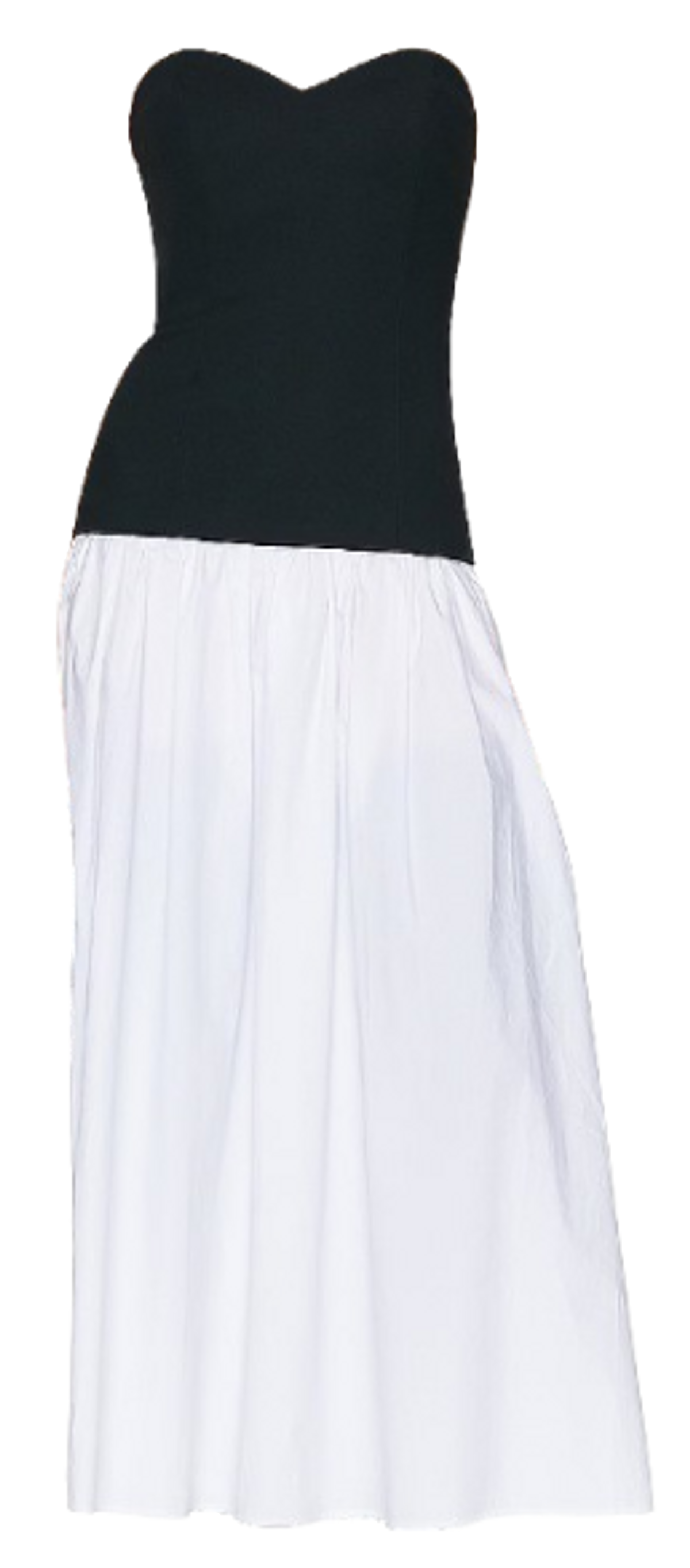Helsa Studio Black And White Faille Colorblock Midi Dress