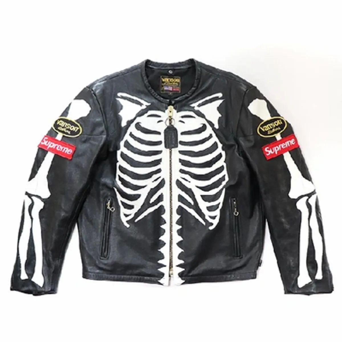 Supreme × Vanson Leathers Black Vanson Leather Bones Jacket