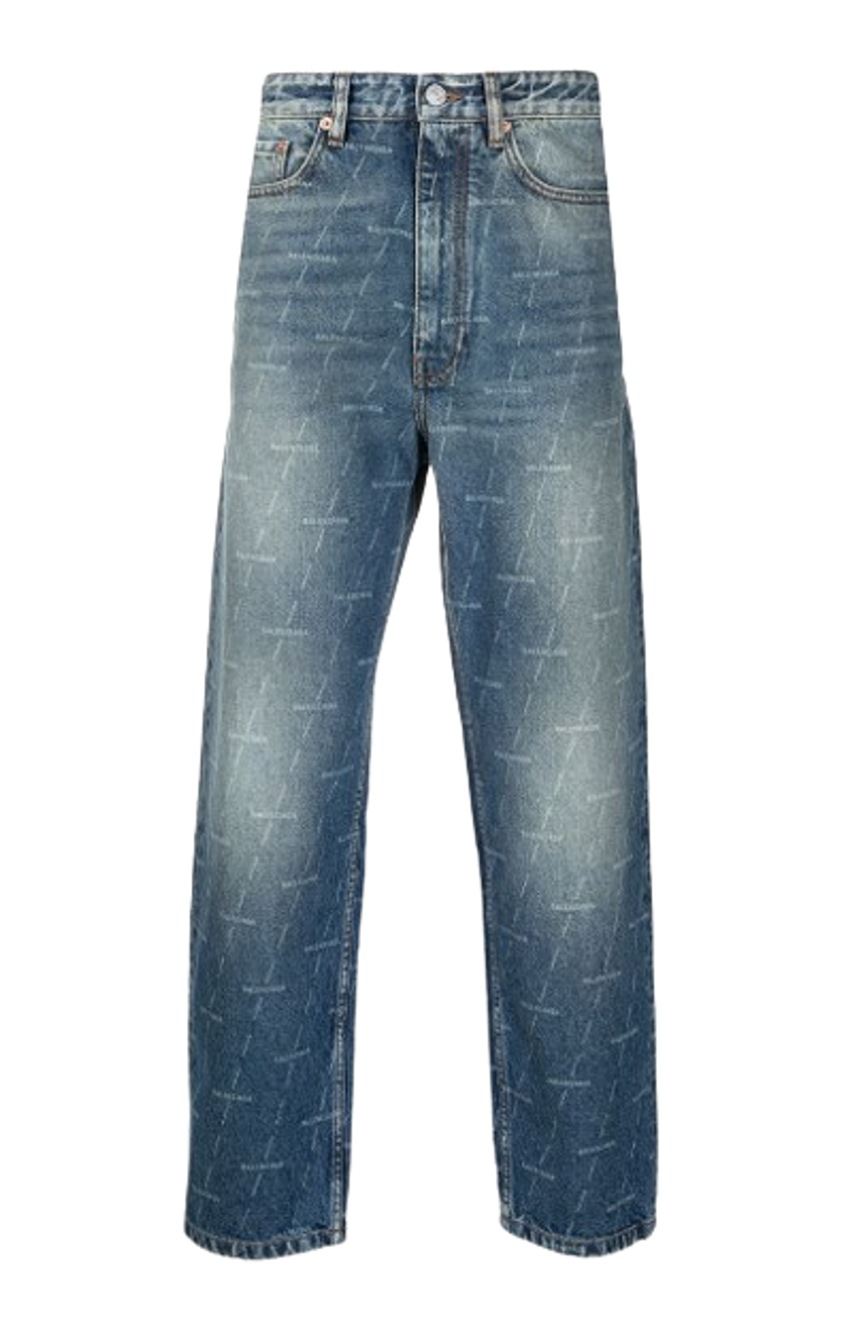 Balenciaga Logo Print Straight Leg Jeans
