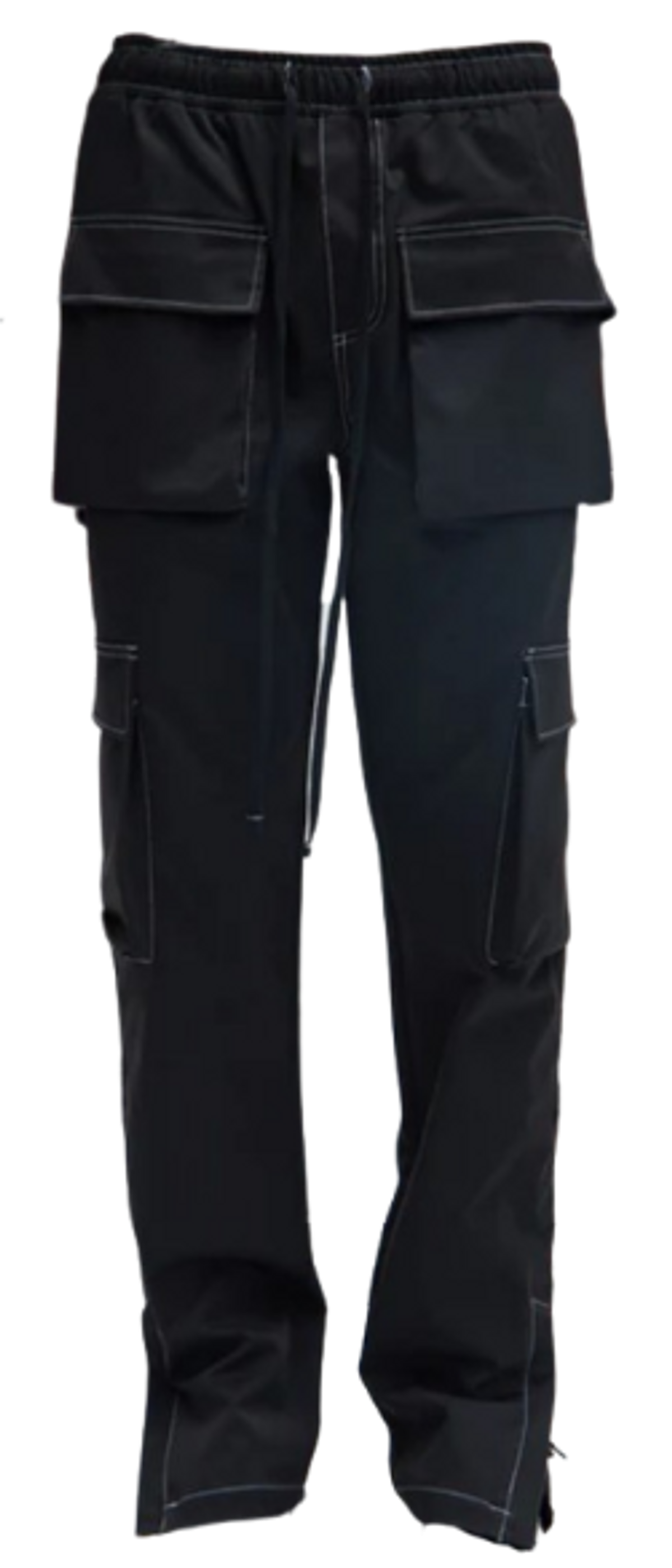 FashionNova Black Curtis Contrast Stitch Relaxed Cargo Pants