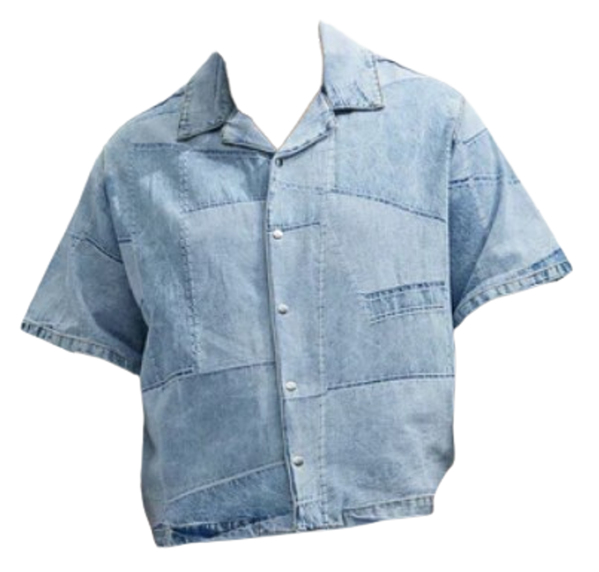 FashionNova Light Blue Wash Verdugo Denim Shirt