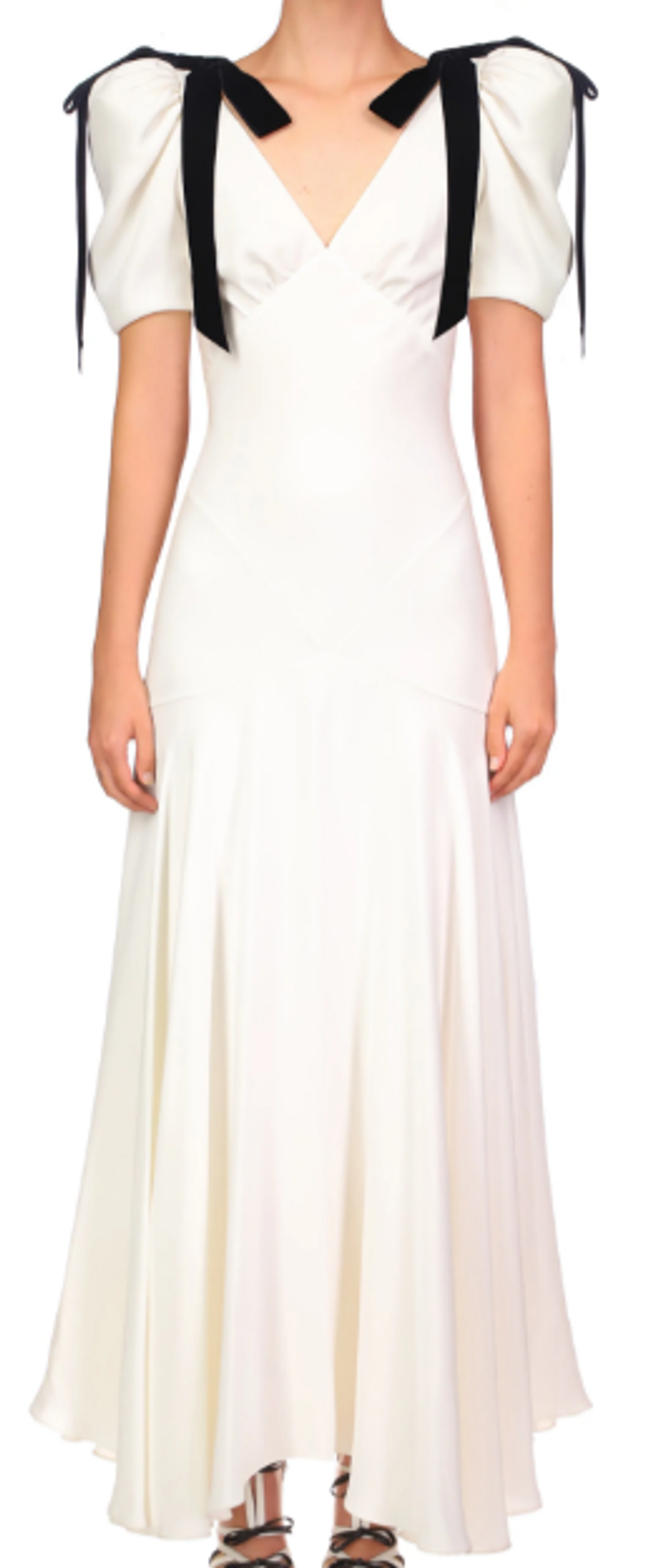 RODARTE Off Whiye Silk Crepe Bias Dress