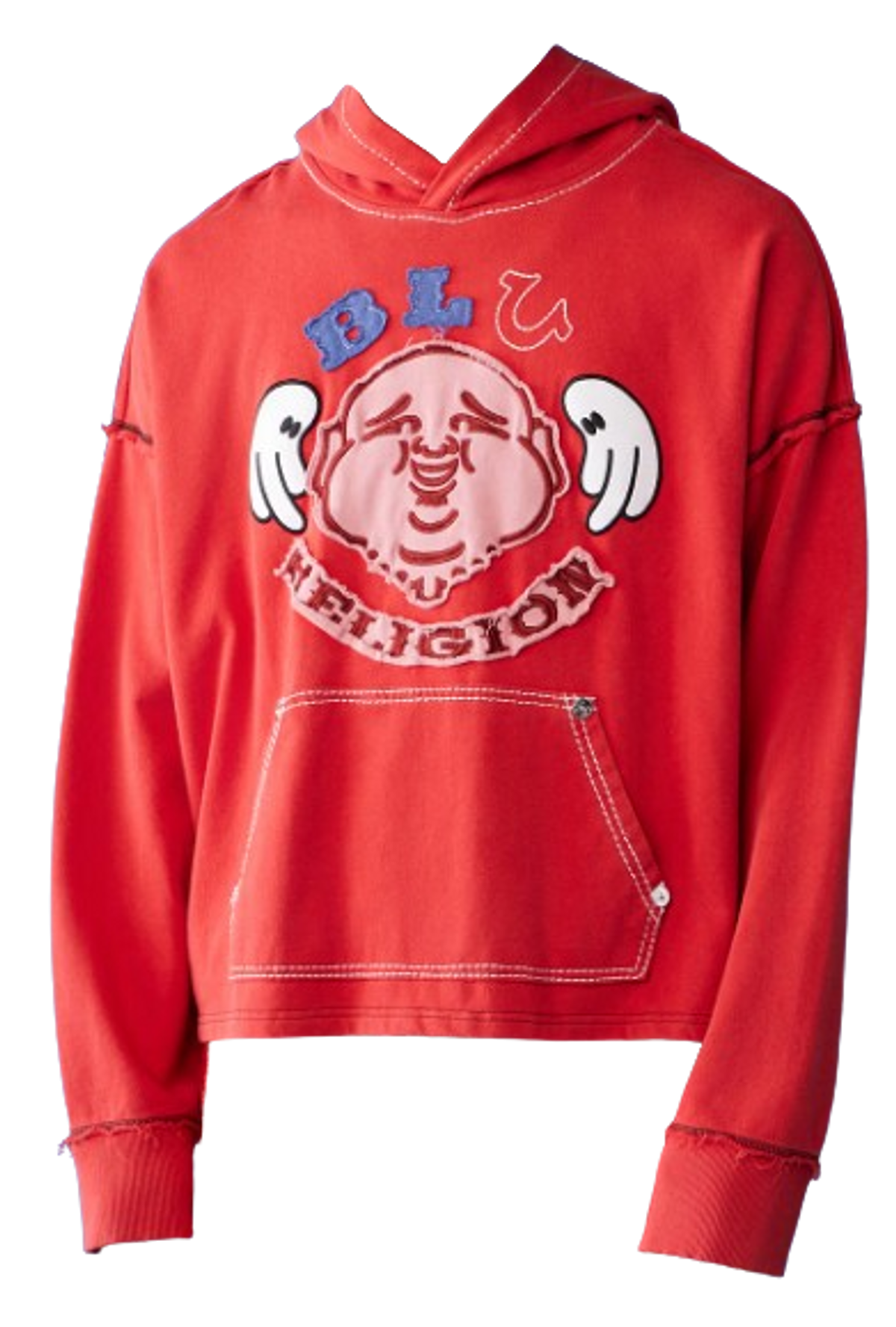 True Religion Red Wide Cropped Hoodie