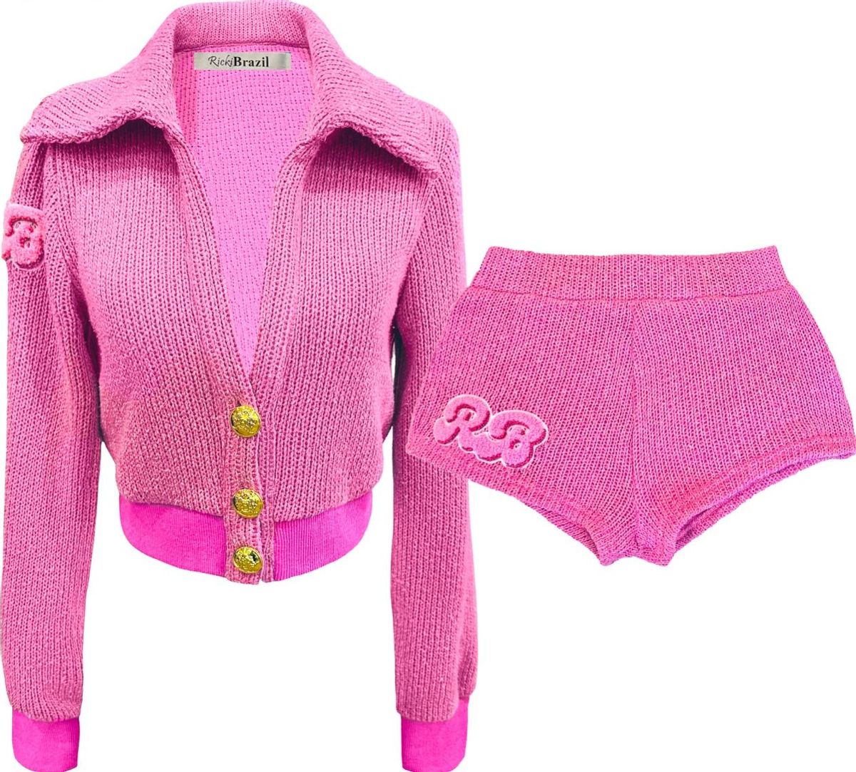 Ricki Brazil Rb Smooches Bouclé Motif Knit Set