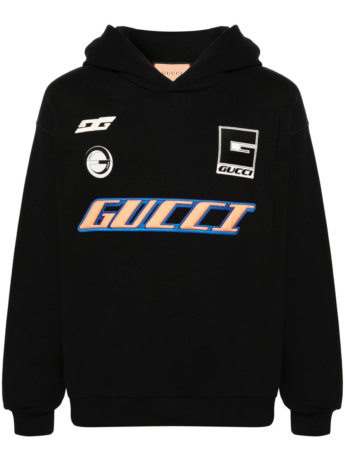 Gucci Logo-embroidered Cotton Blak Hoodie