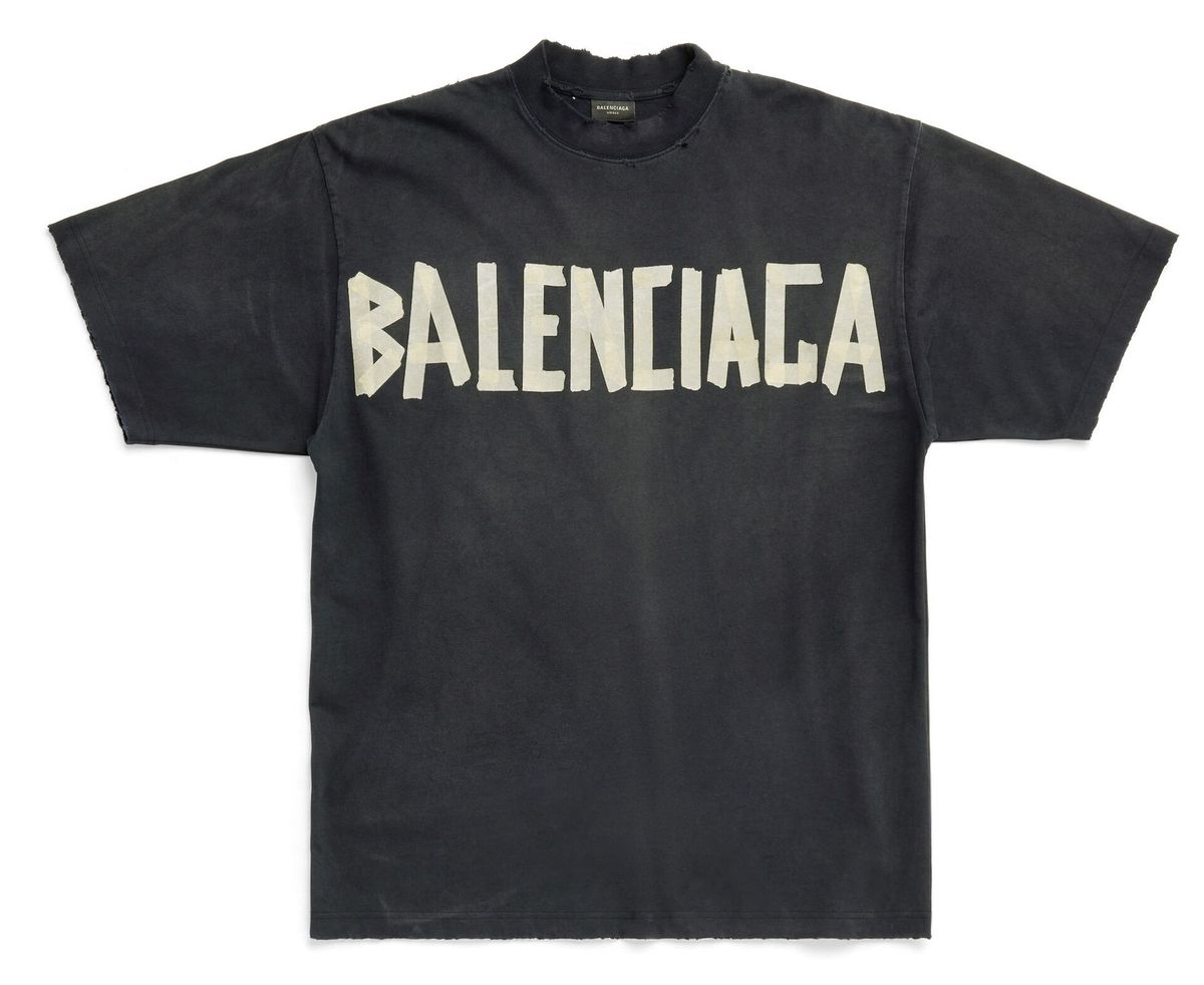 Balenciaga Tape Type Medium Fit in Black Vintage Jersey T-Shirt
