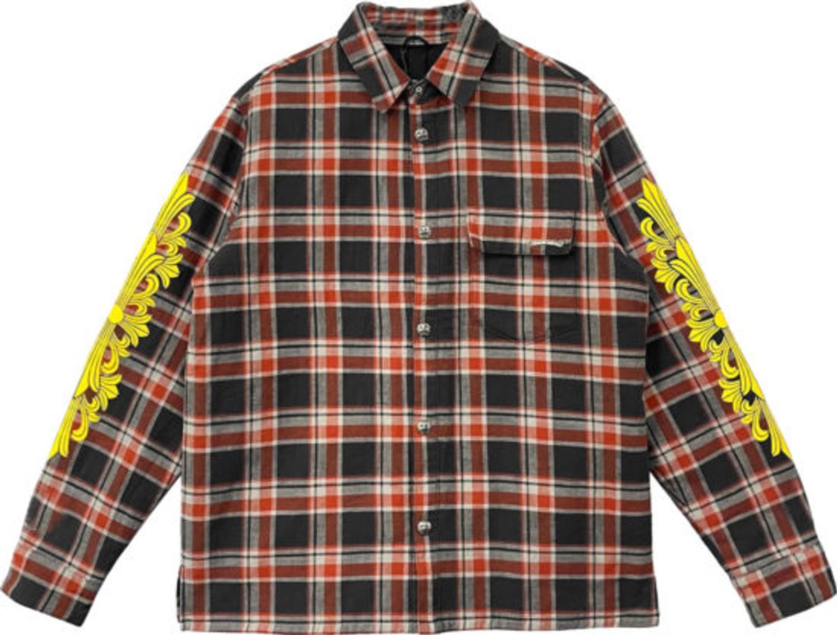 Chrome Hearts Quilted Padded Flannel Plaid Print Shirt