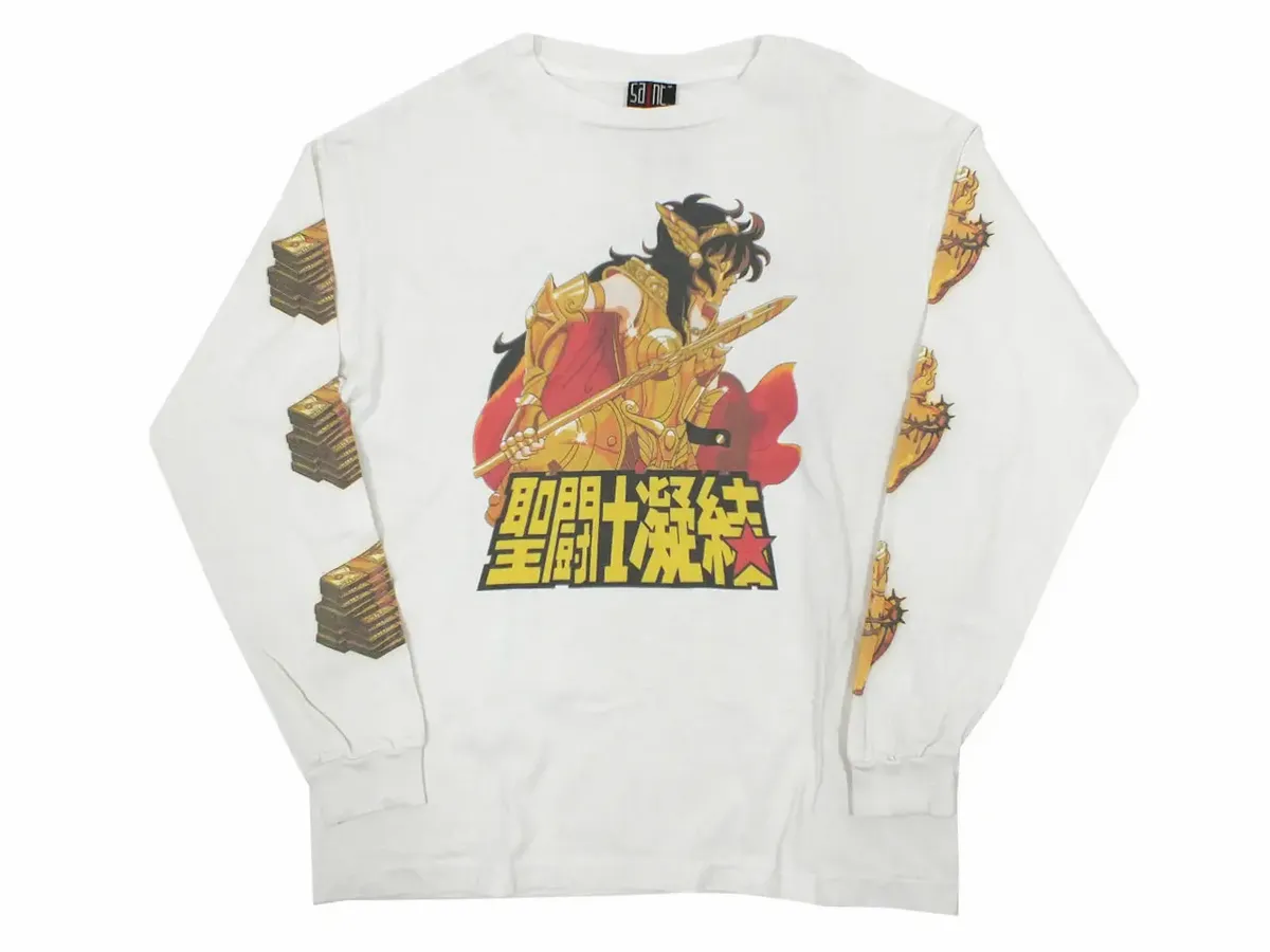 Saint Michael Printed Long Sleeve White T-Shirt