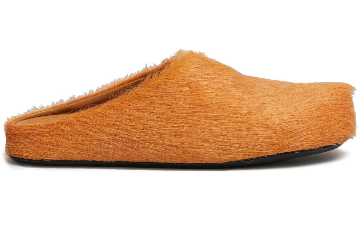 Marni Fussbett Calf-Hair Orange Slippers