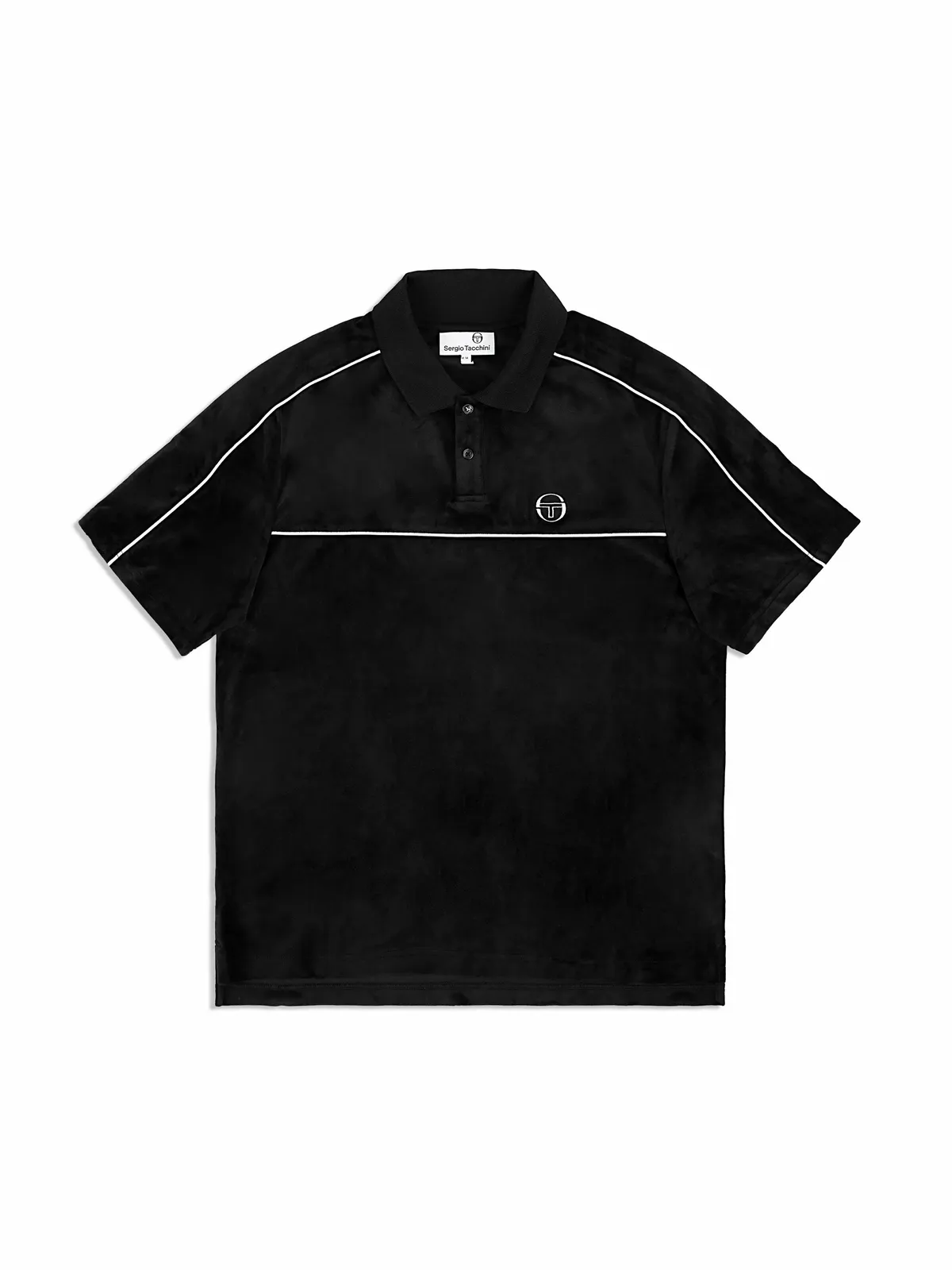 Sergio Tacchini Lioni Velour Polo Black Shirt