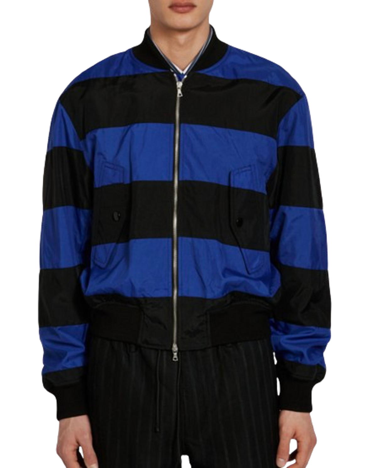 Dries Van Noten Black Striped Bomber Jacket