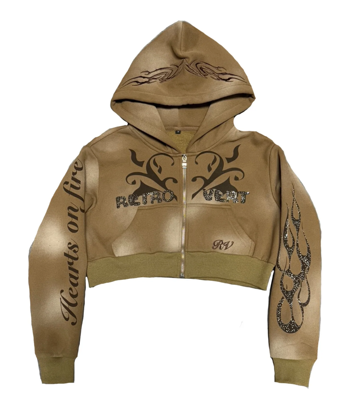 Retrovert Cropped Zip Up Hoodie