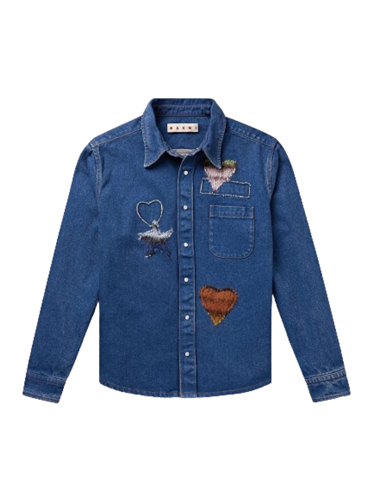 Marni Appliqued Denim Shirt In Bdb60