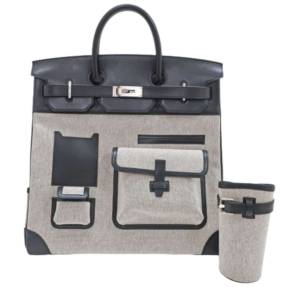 Hermes Grey Canvas HAC Birkin Cargo Bag