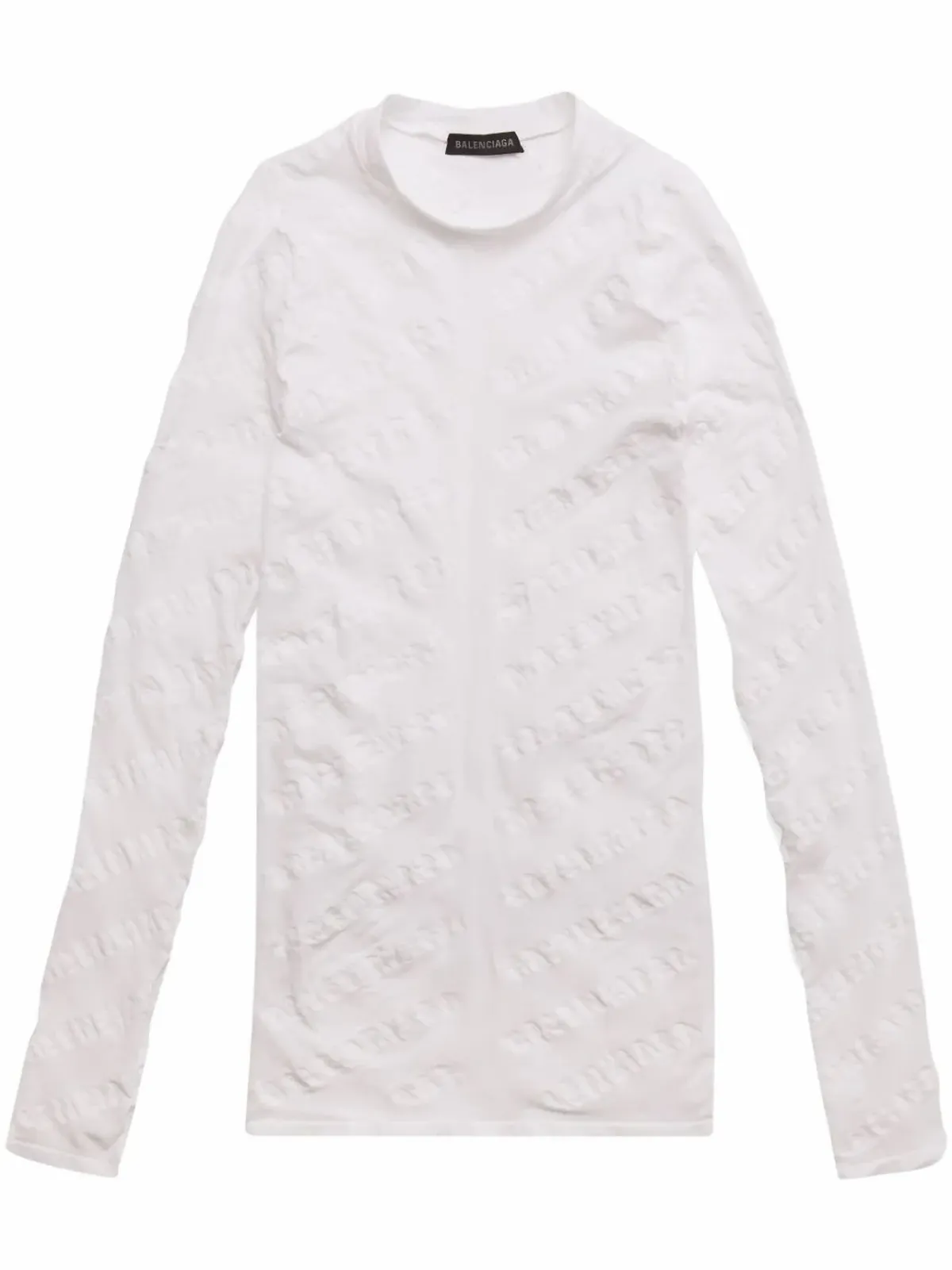 Balenciaga Flocked-logo Sheer Top In White
