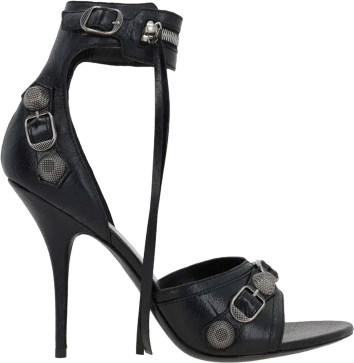 Balenciaga Cagole embellished crinkled-leather sandals