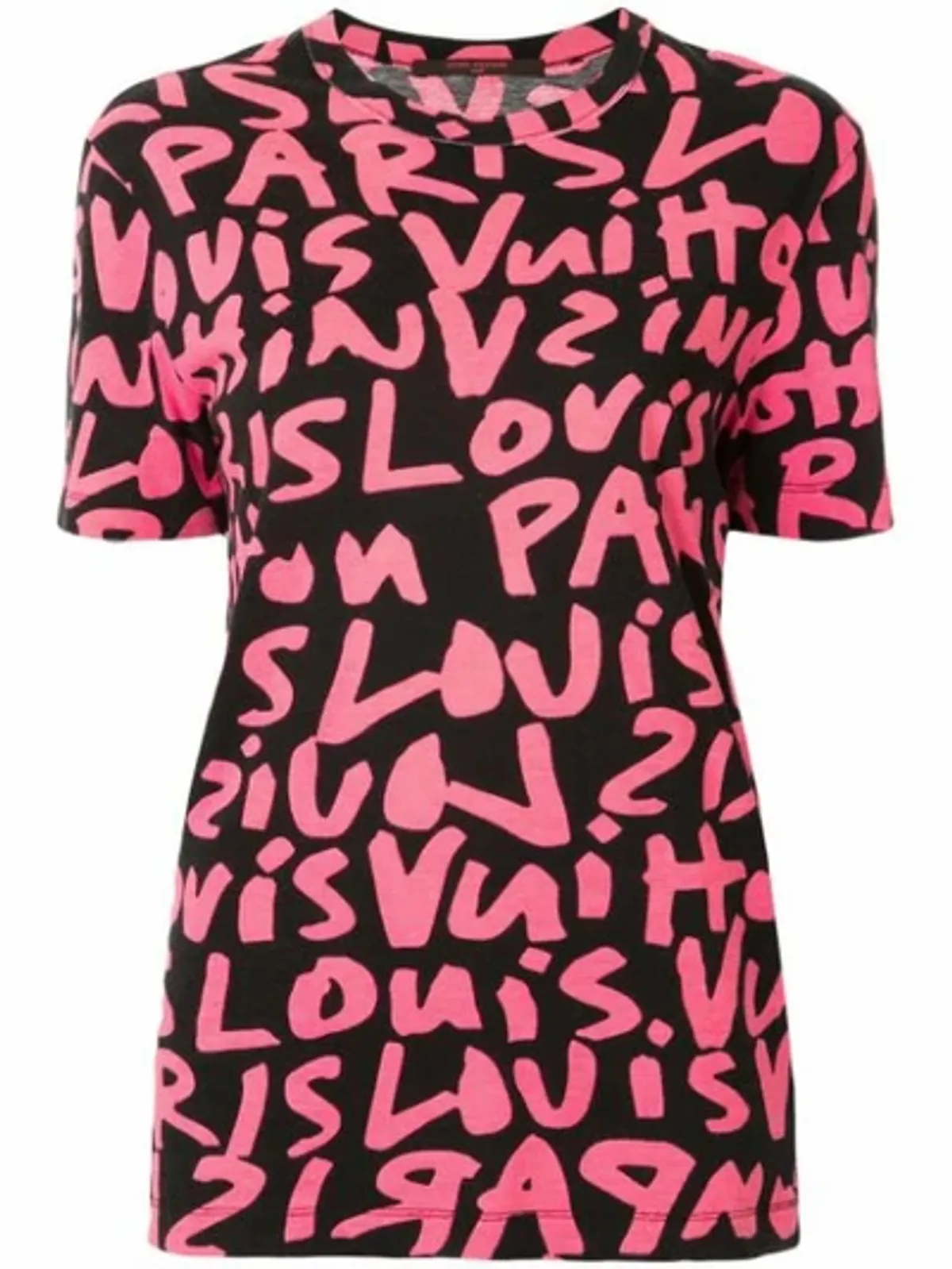 Louis Vuitton Graffiti Print T-shirt In Black,pink