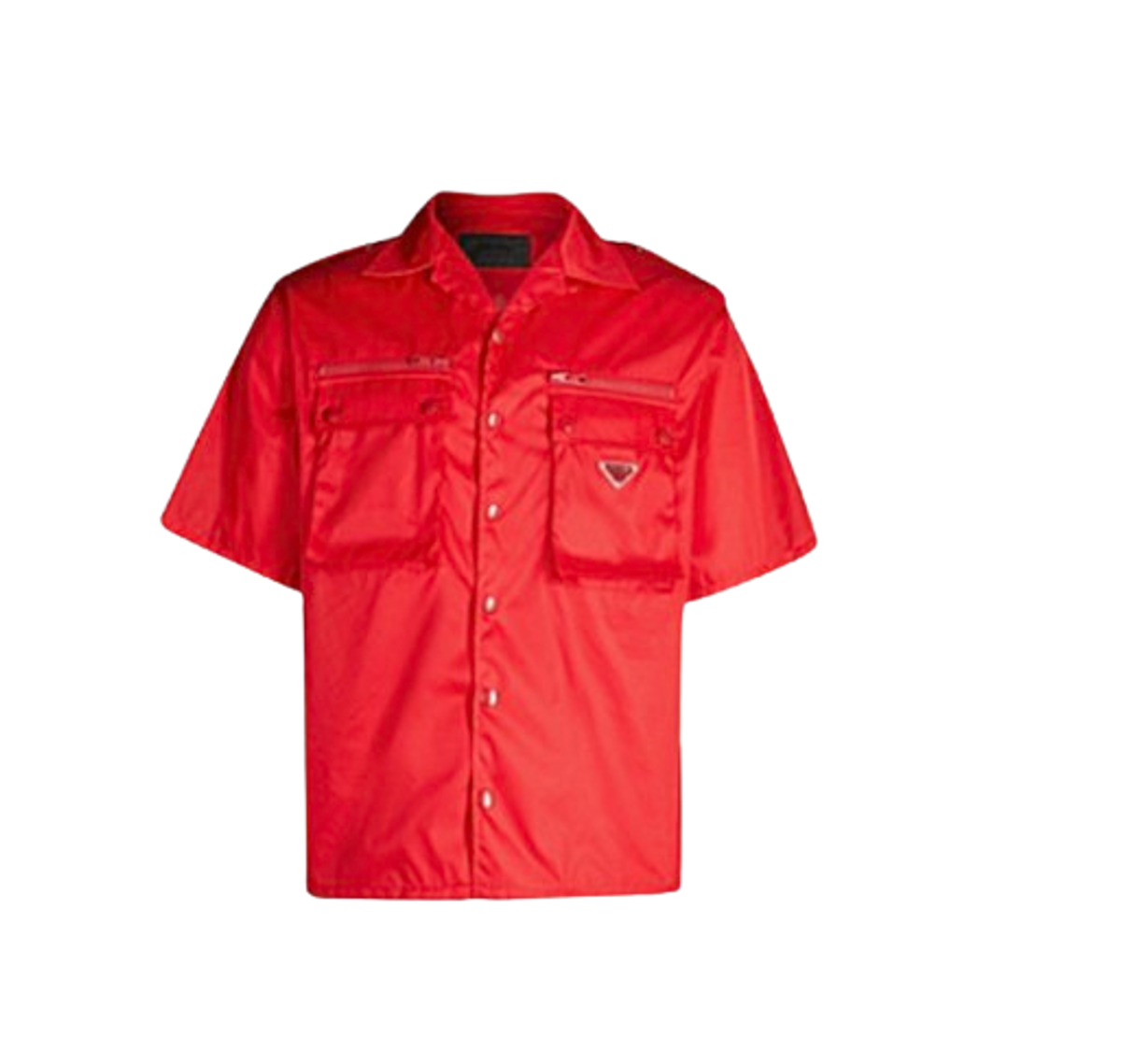 Prada Camp-collar Boxy-fit Gabardine-nylon Shirt In Red