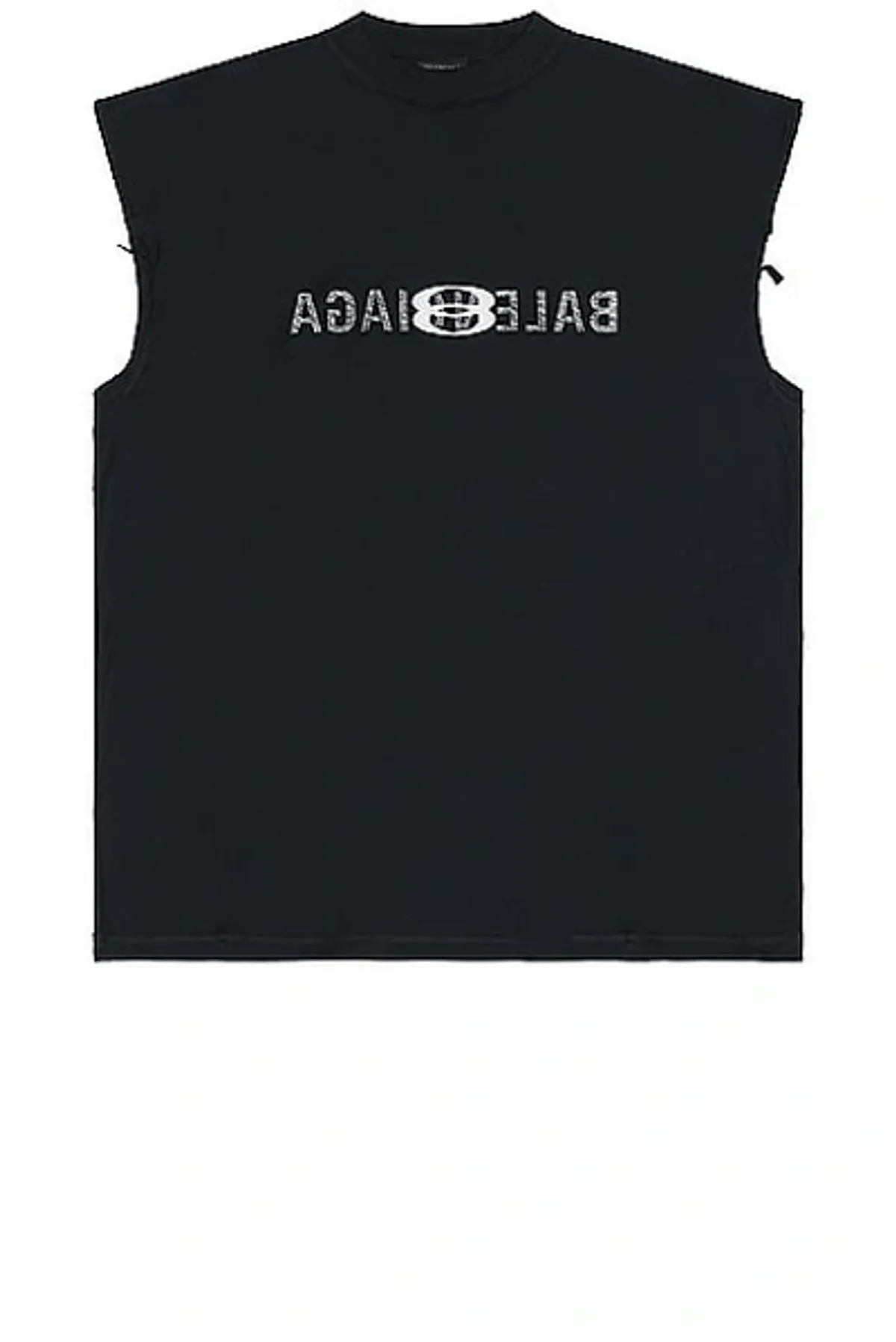 Balenciaga Sleeveless T-shirt In Faded Black & White