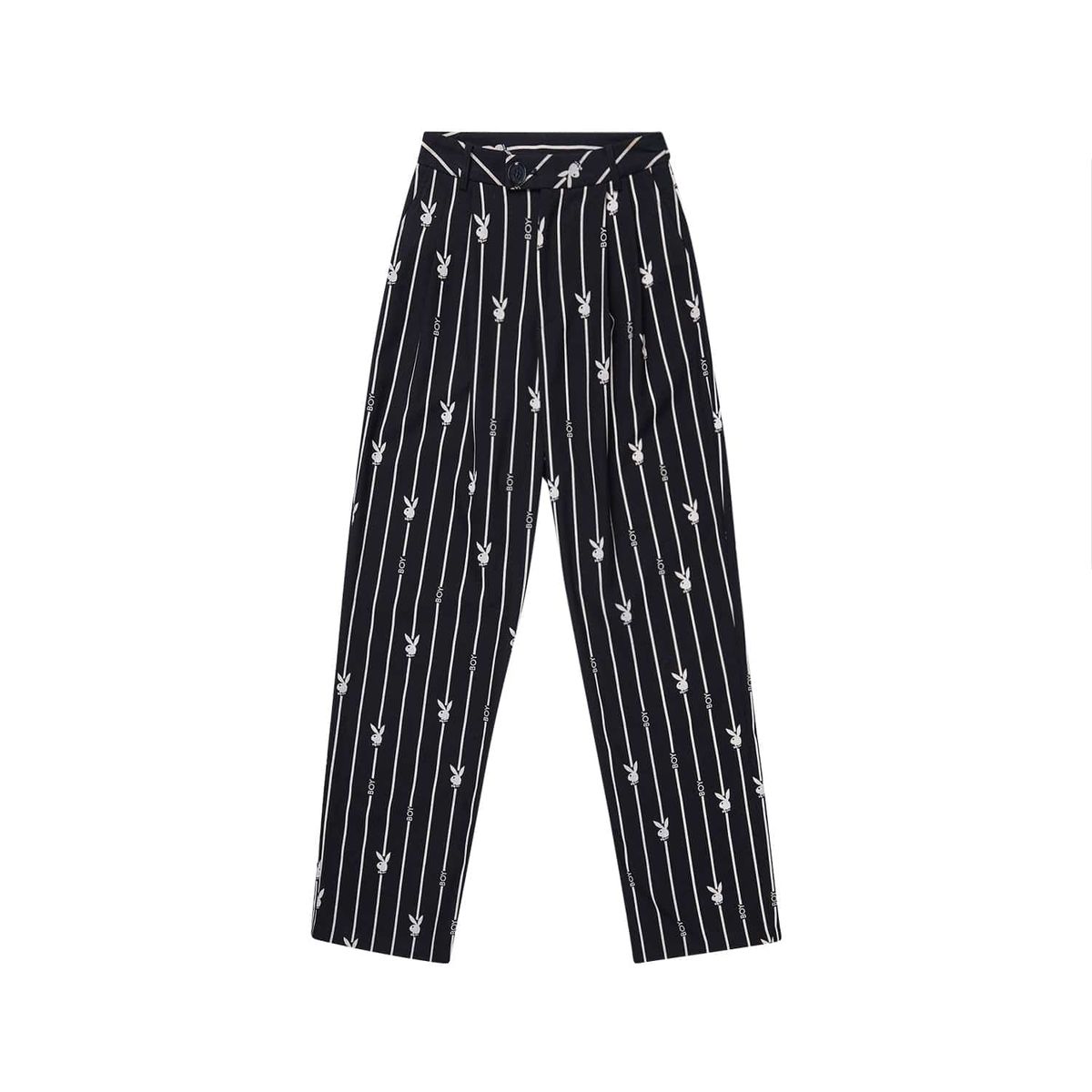 Boy London × Playboy Pinstripe Black Trousers