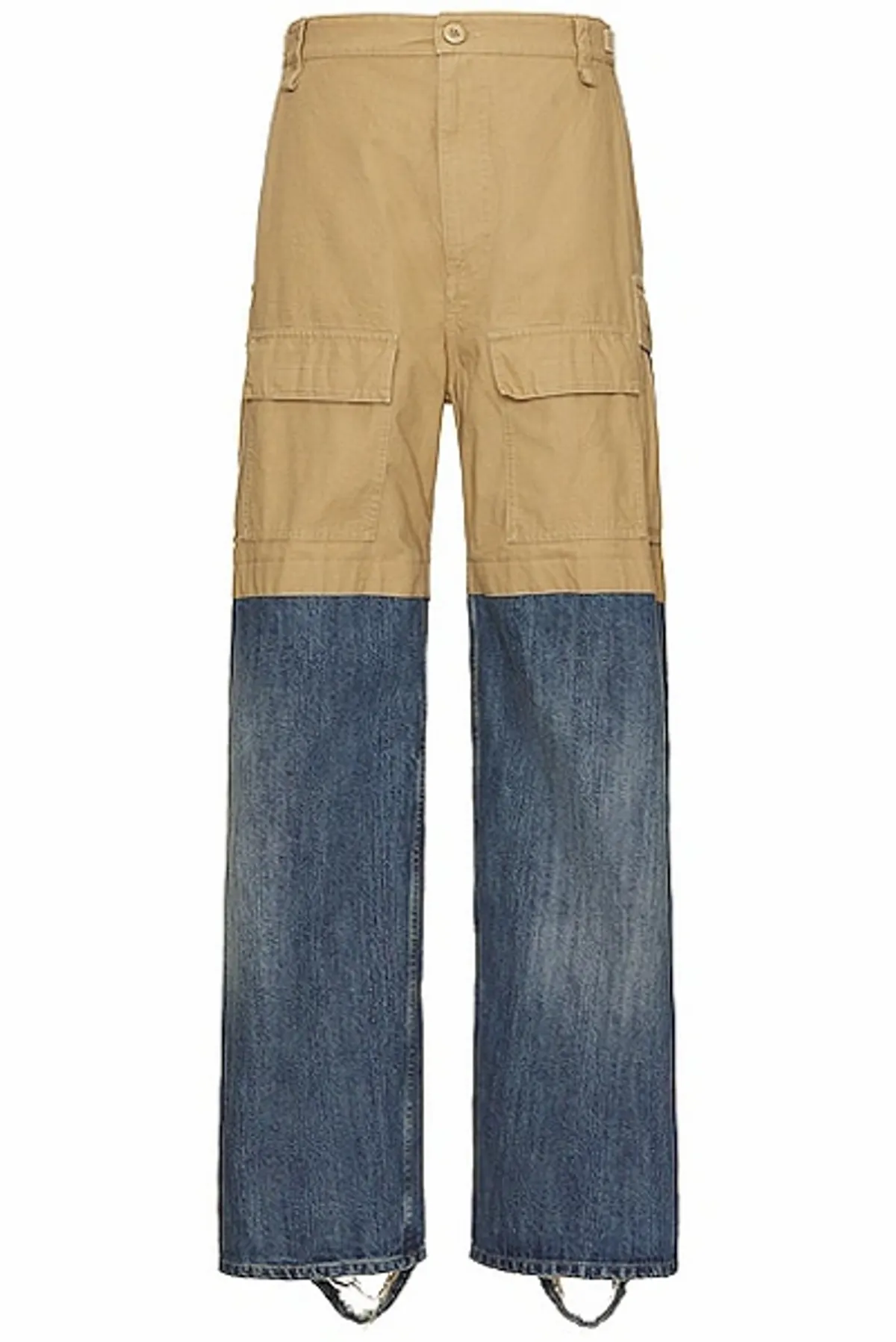 Balenciaga Patched Cotton Cargo Pants In blue