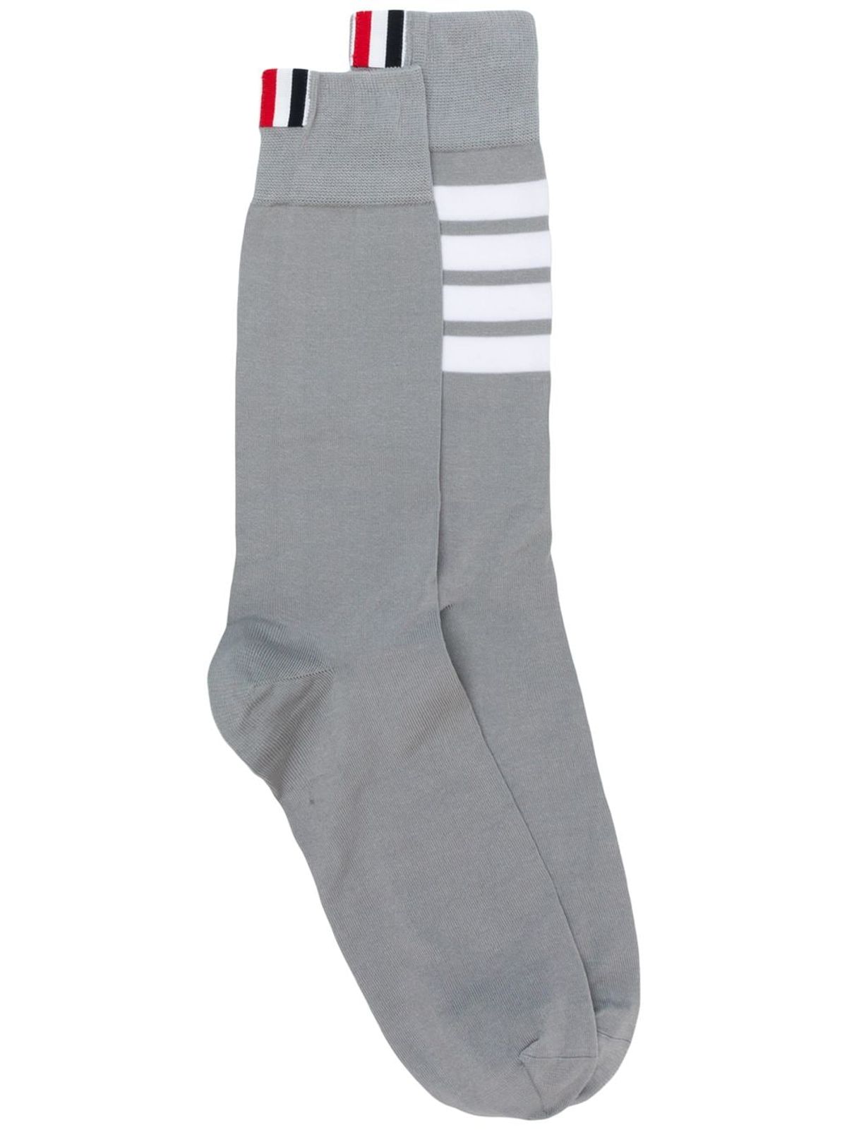 Thom Browne Black 4-bar Stripe Mid-calf Socks In Grey