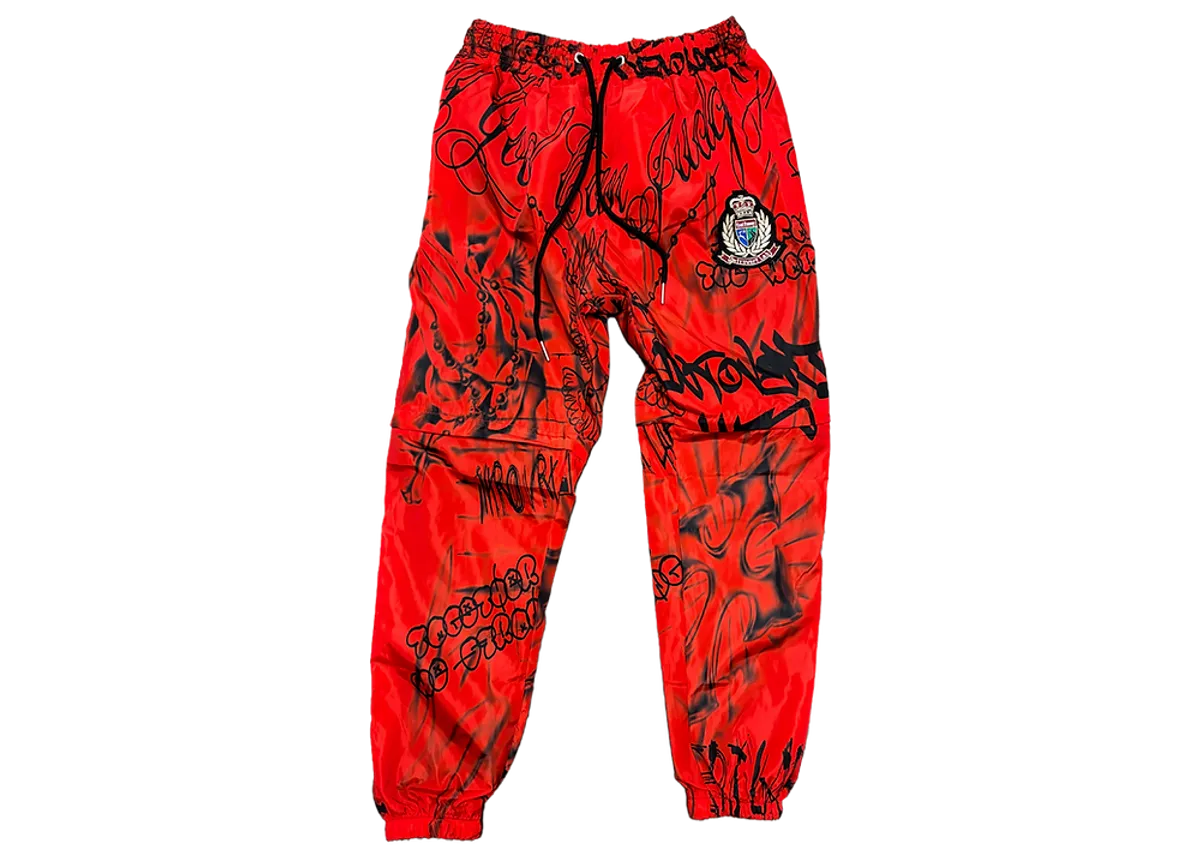 Introvert Lab Red Only God Can Judge Windbreaker Shorts Pants