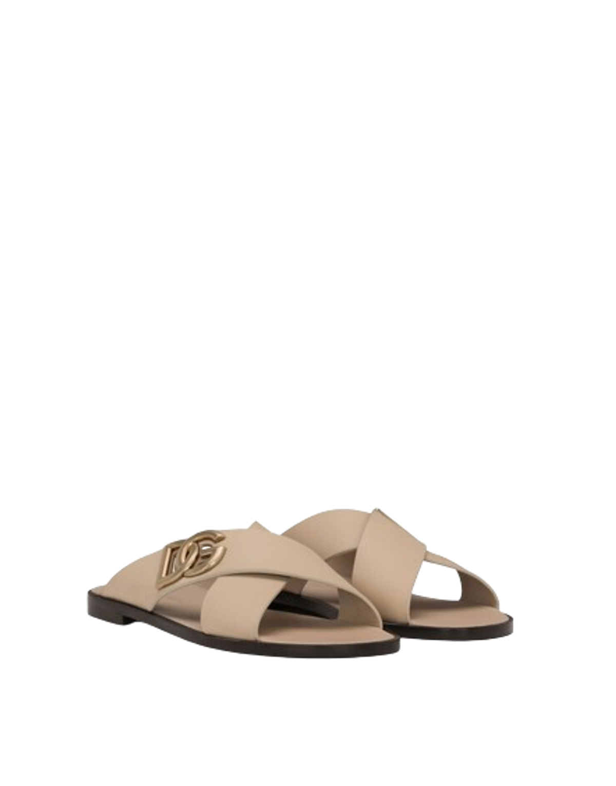 Dolce & Gabbana Calfskin Sandals In Beige