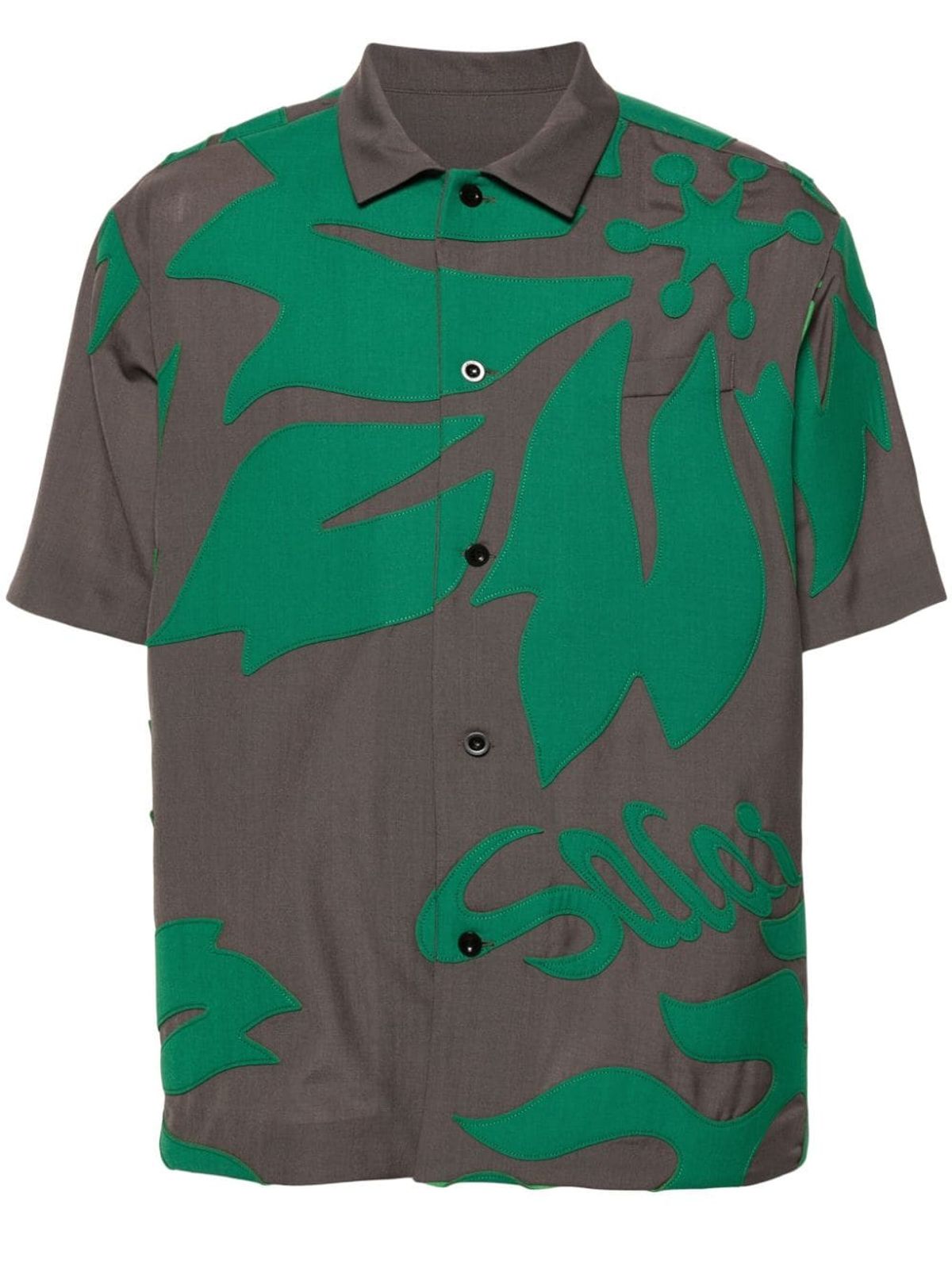 Sacai Floral-patches Shirt In Green