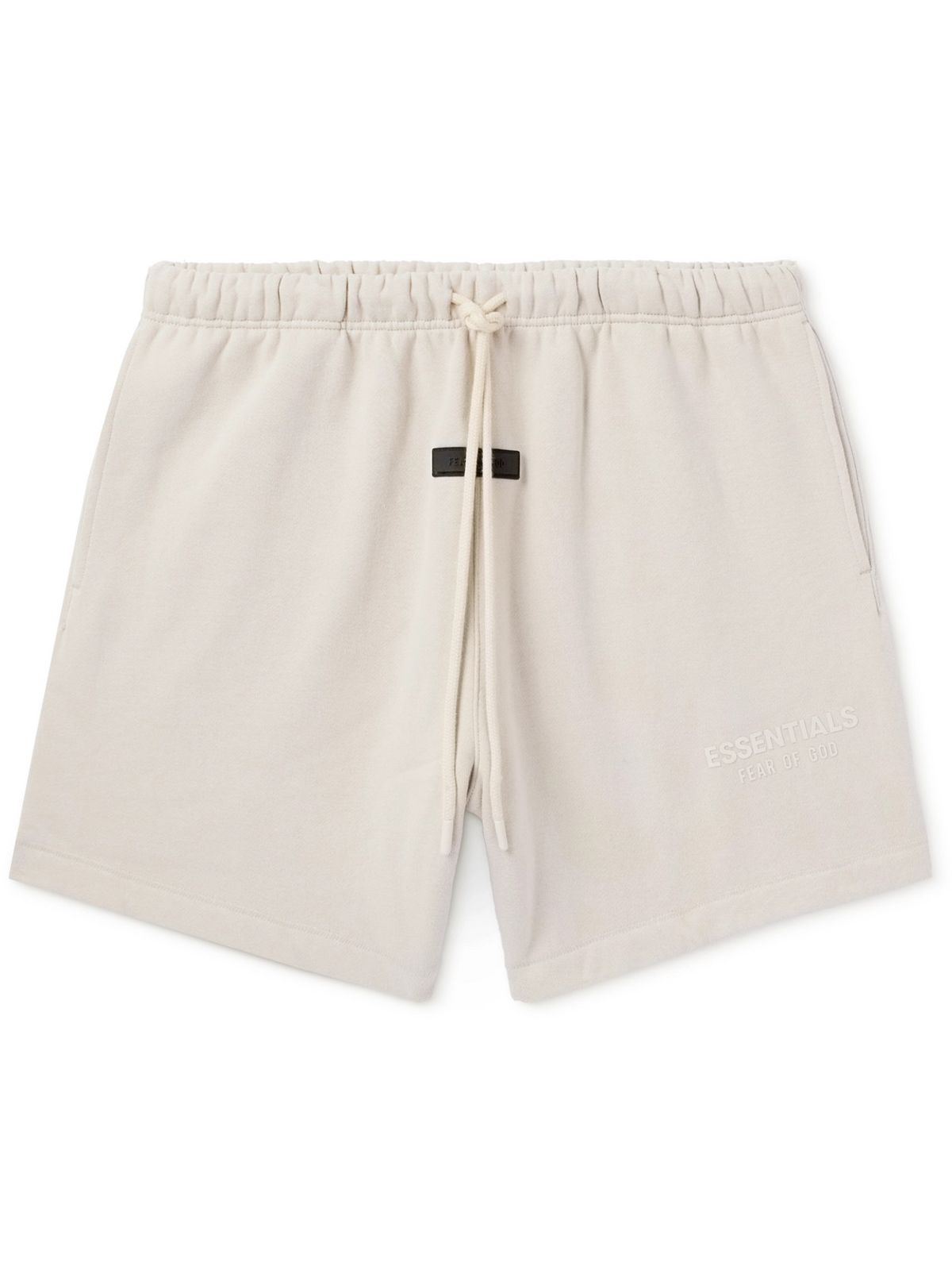 Fear of God Straight-leg Logo-appliquéd Cotton-blend Jersey Drawstring Shorts In Gray