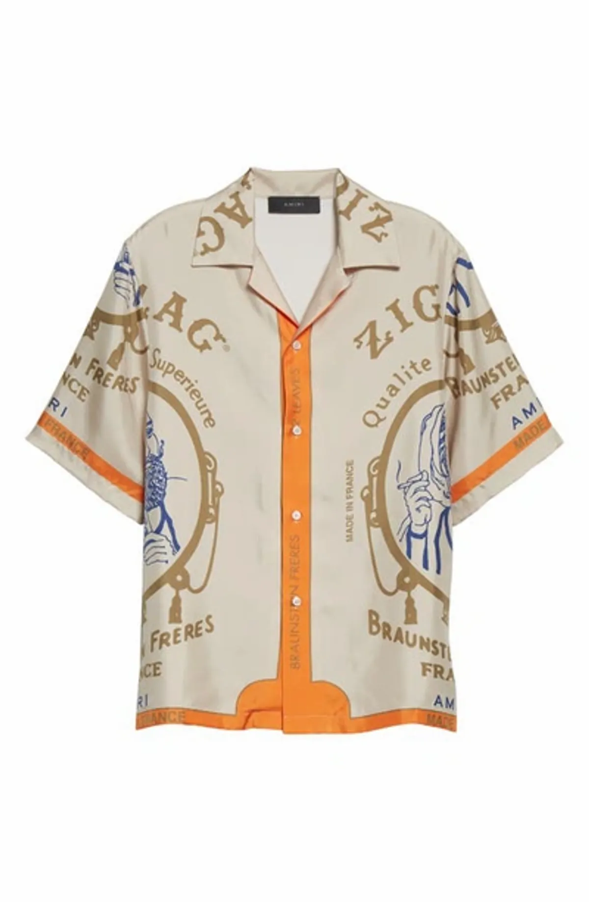 Amiri × Zig-Zag World Graphic-print Silk Shirt In Beige