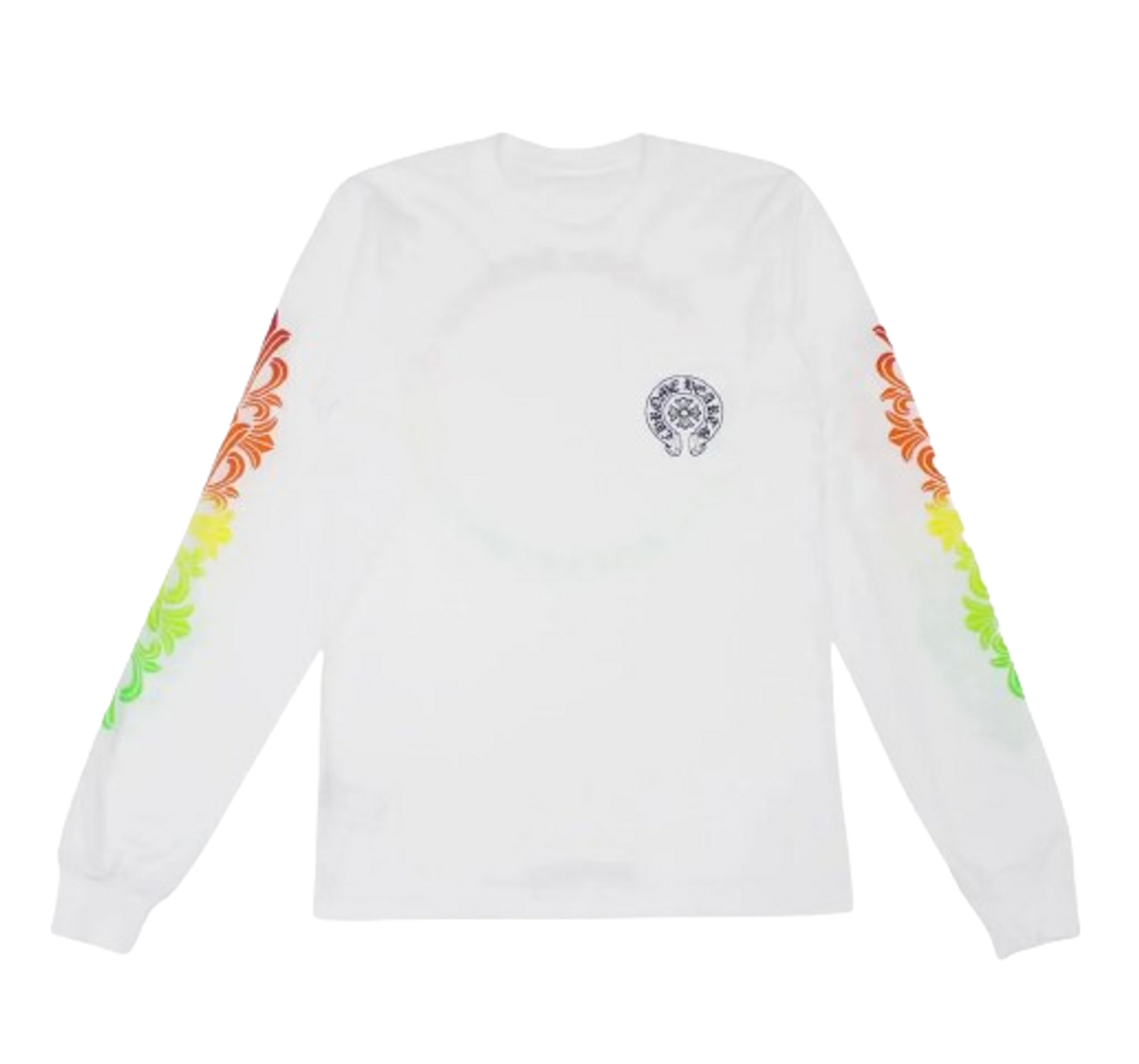 Chrome Hearts Multicolor Horseshoe Floral Cross L/S T-shirt White 