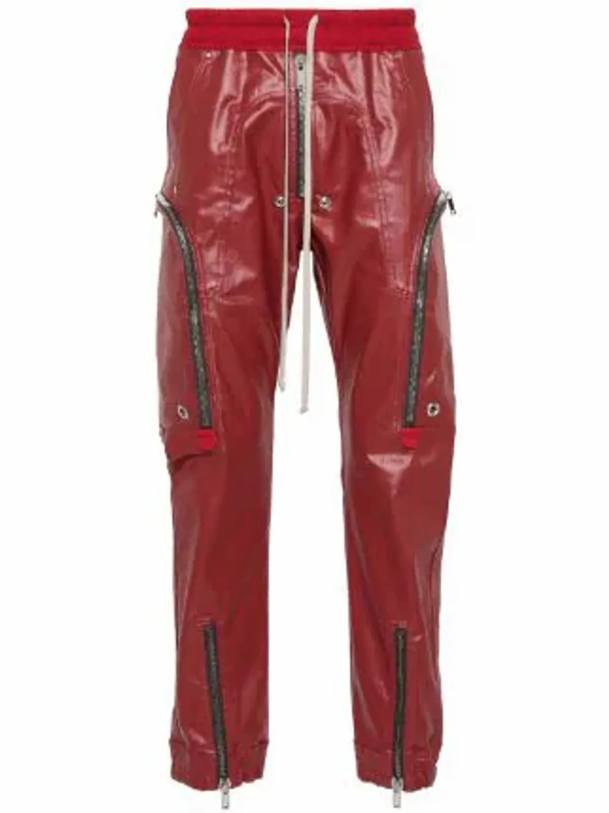 Rick Owens Red Bauhaus Denim Cargo Pants