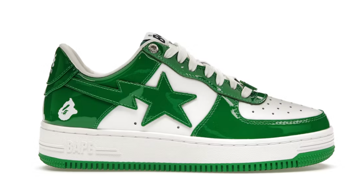 Bape A Bathing Ape Sta Patent Leather Green White In Green