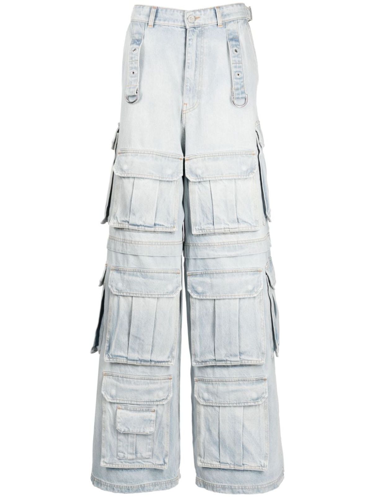 Vetements Wide-leg Multi-pocket Jeans In Blue