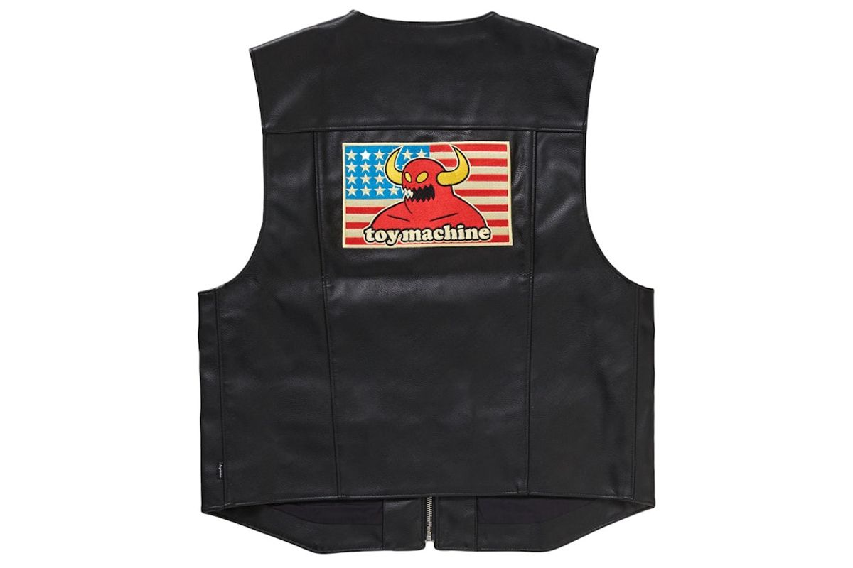 Supreme Toy Machine Faux Leather Vest Black
