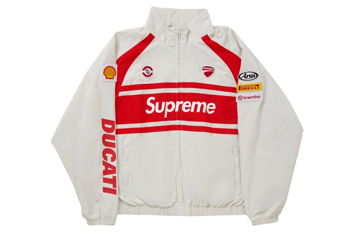 Supreme × Ducati Corse Track Jacket Light Grey
