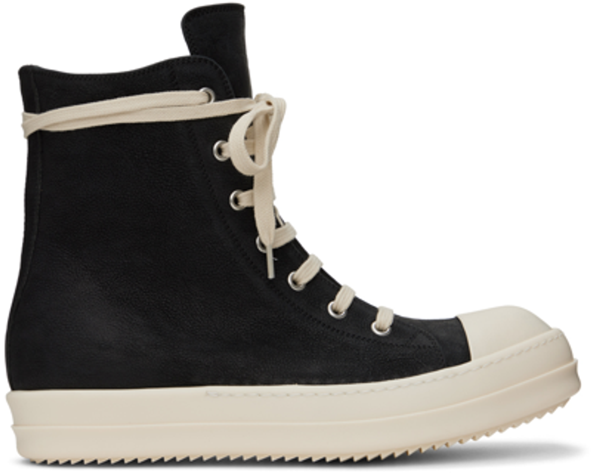 Rick Owens Black Hollywood Bull Leather Sneakers