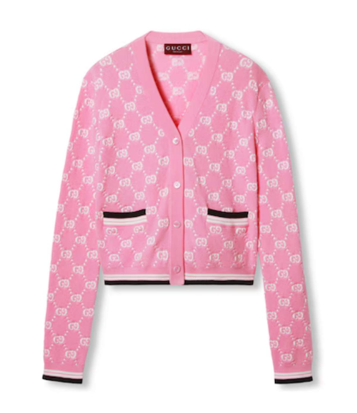 Gucci Papiro webbing-trimmed jacquard-knit cotton cardigan