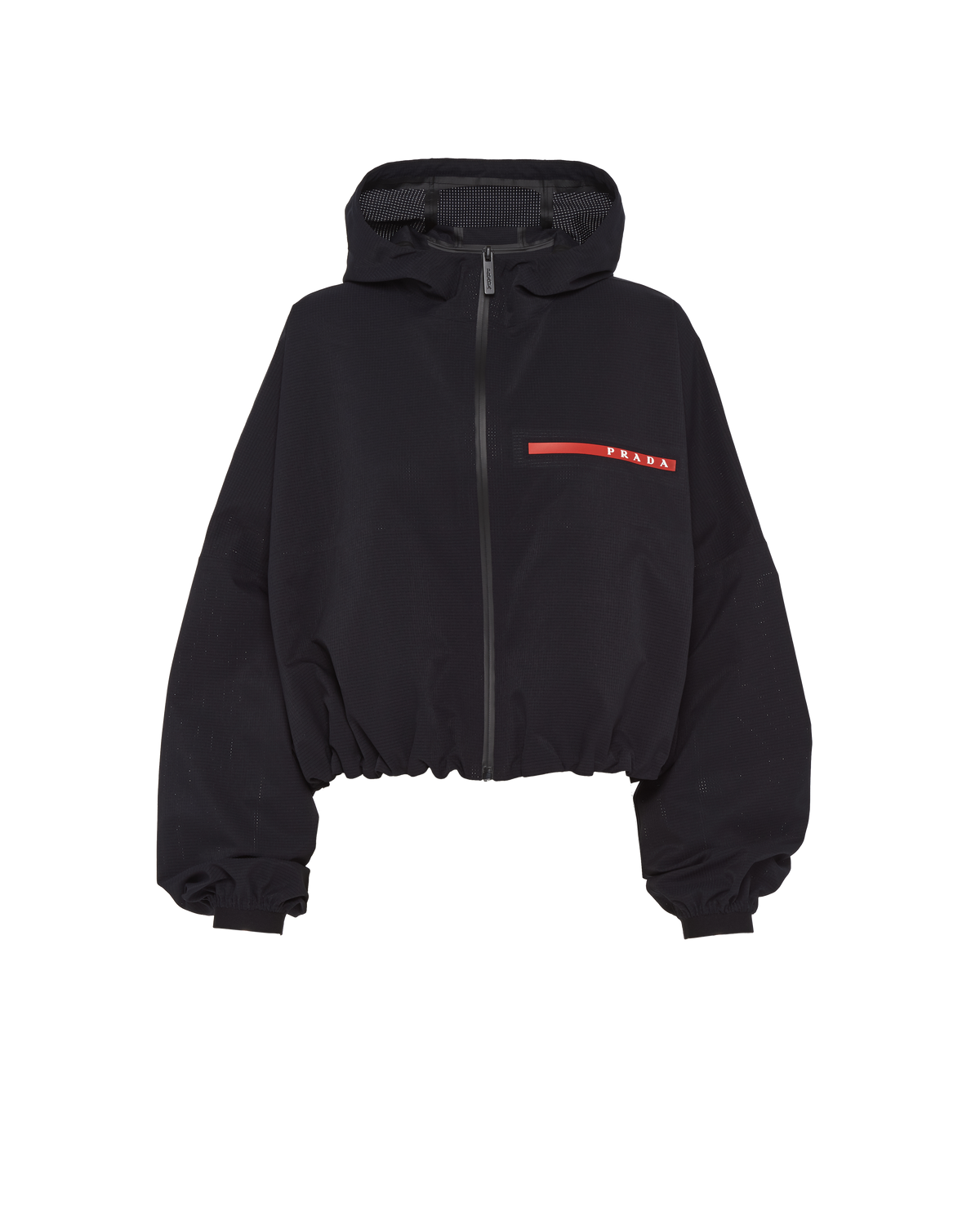 Prada Light Bi-stretch Hooded Jacket In Black