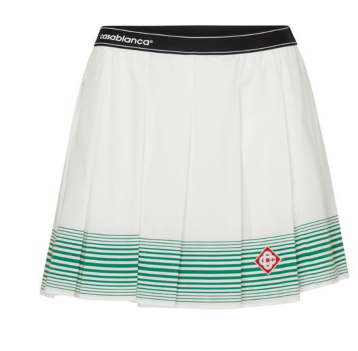Casablanca Monogram-embossed Ribbed-trim Pencil Skirt In White Green