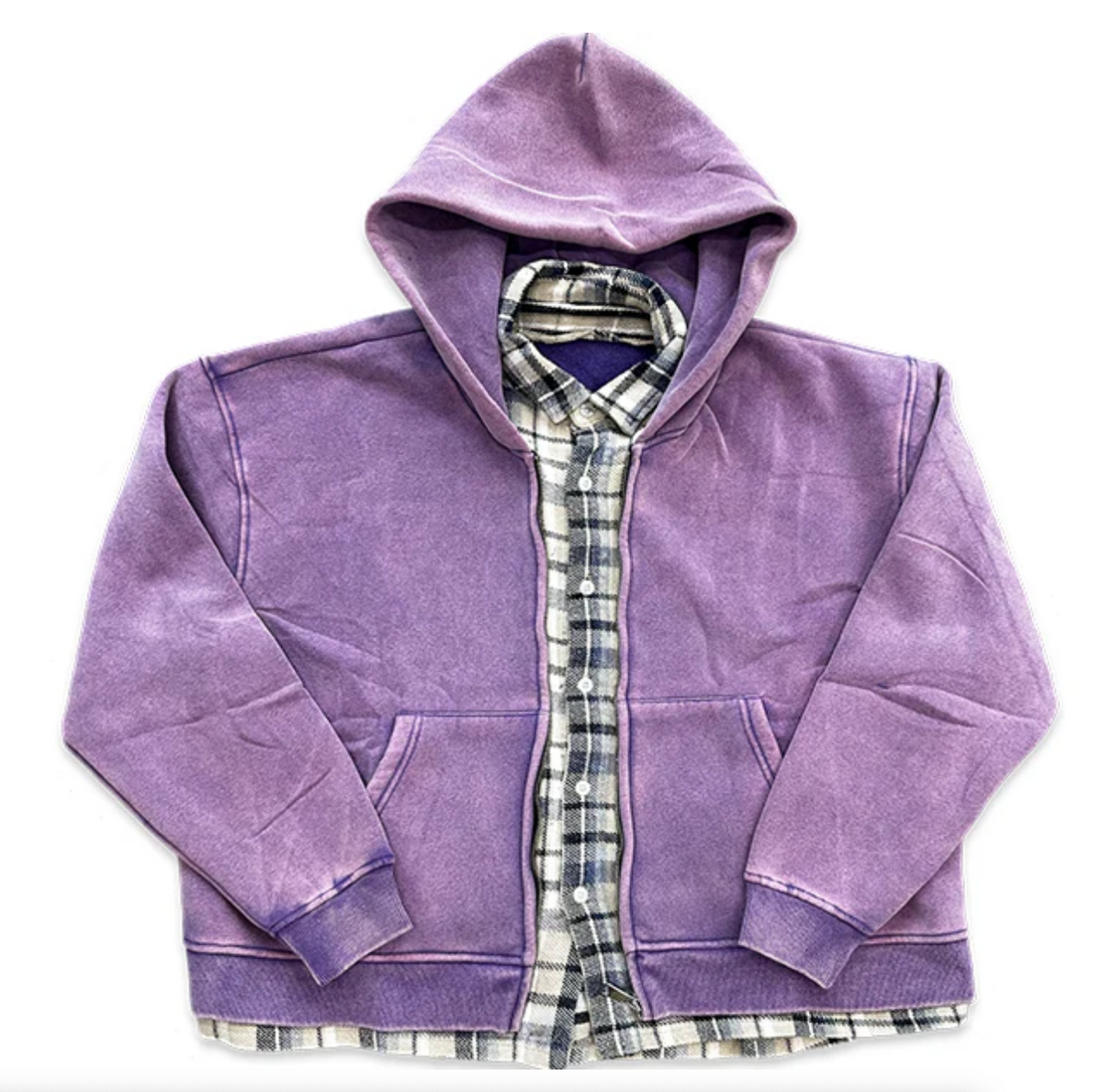The GV Gallery Raspberry Hills Flannel Zip Up Hoodie Purple