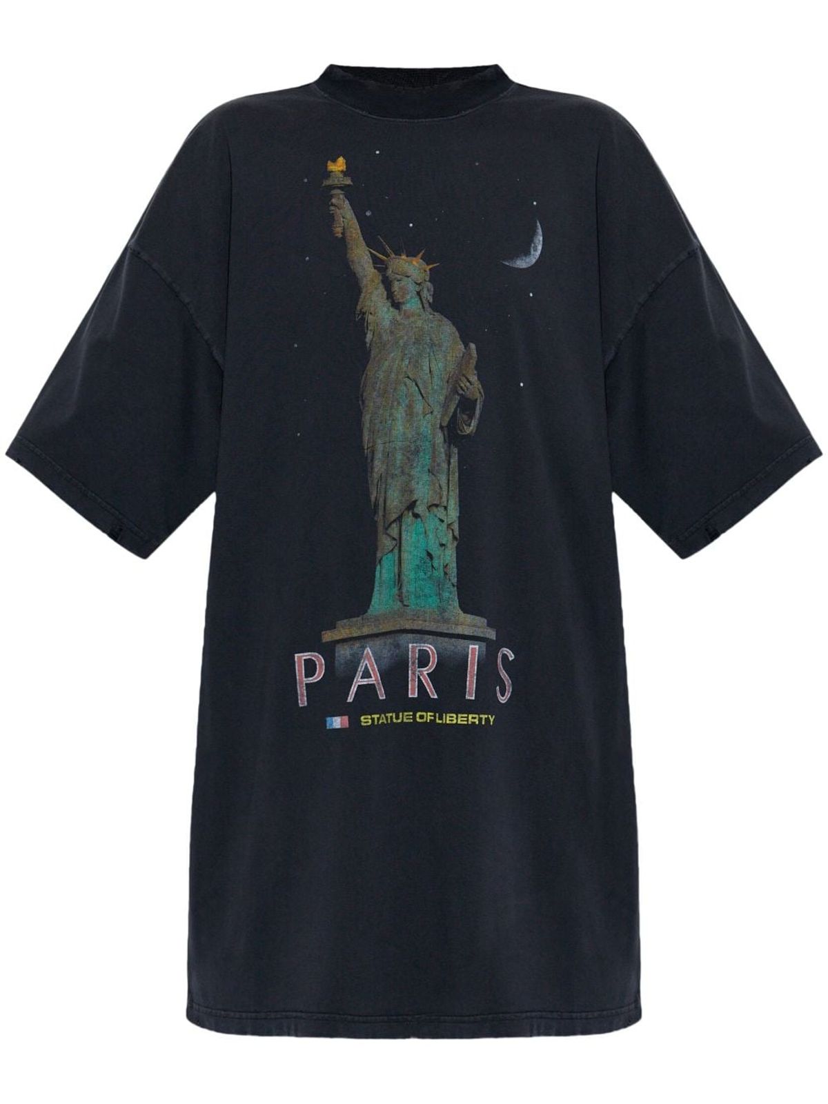 Balenciaga Paris Liberty Distressed T-shirt In Black