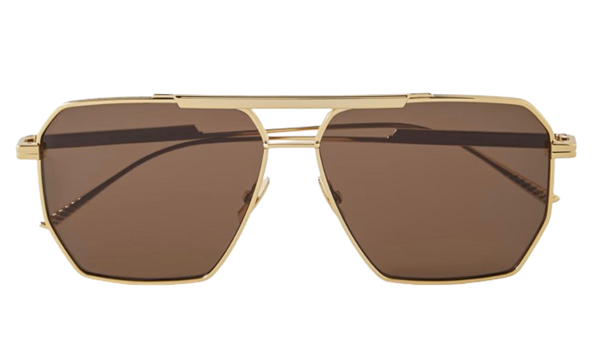 Bottega Veneta Metal-frame Sunglasses In Gold