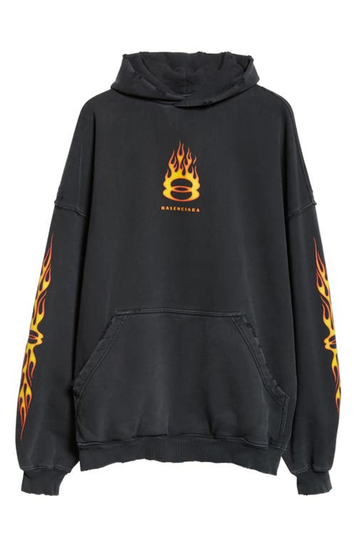 Balenciaga Oversize Burning Unity Cotton Hoodie In Black