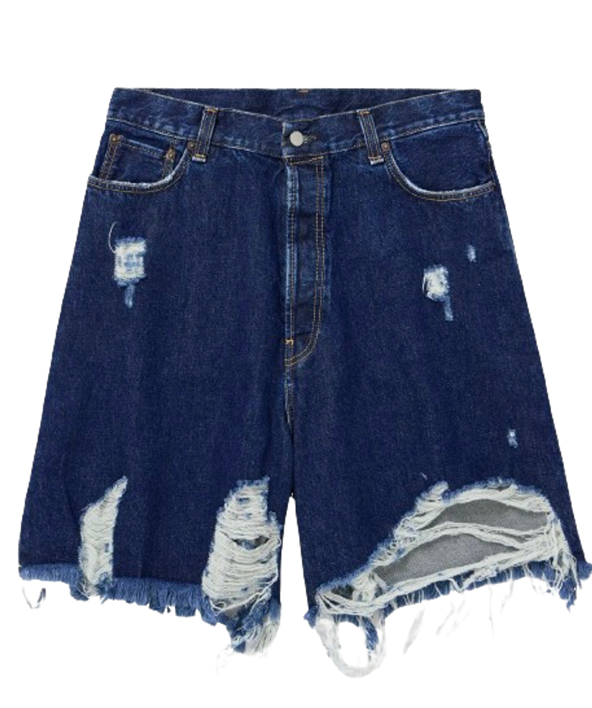 Acne Studios Wide-leg Distressed Denim Shorts In Blue