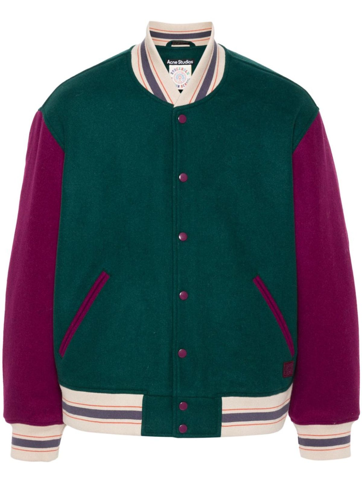 Acne Studios Colour-block Felted Jacket In Green