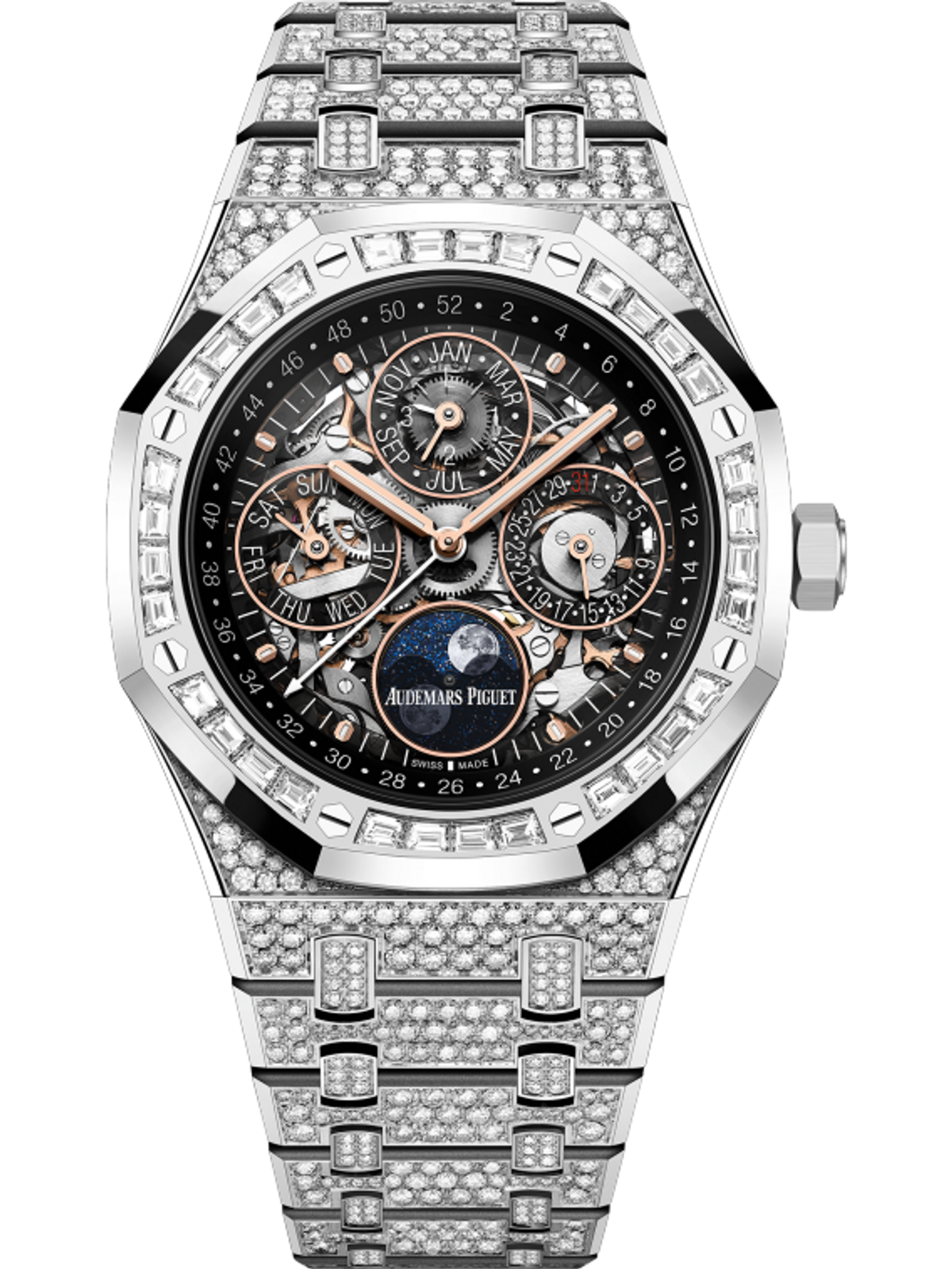Audemars Piguet Royal Oak Perpetual Calendar 18K WG Diamond Skeleton Dial 41