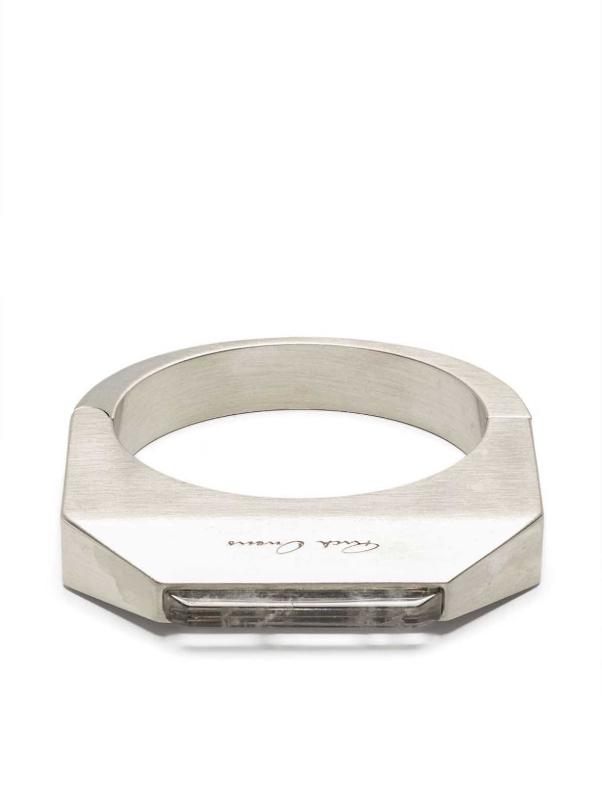 Rick Owens Crystal-embellished Beveled Bangle In Silver