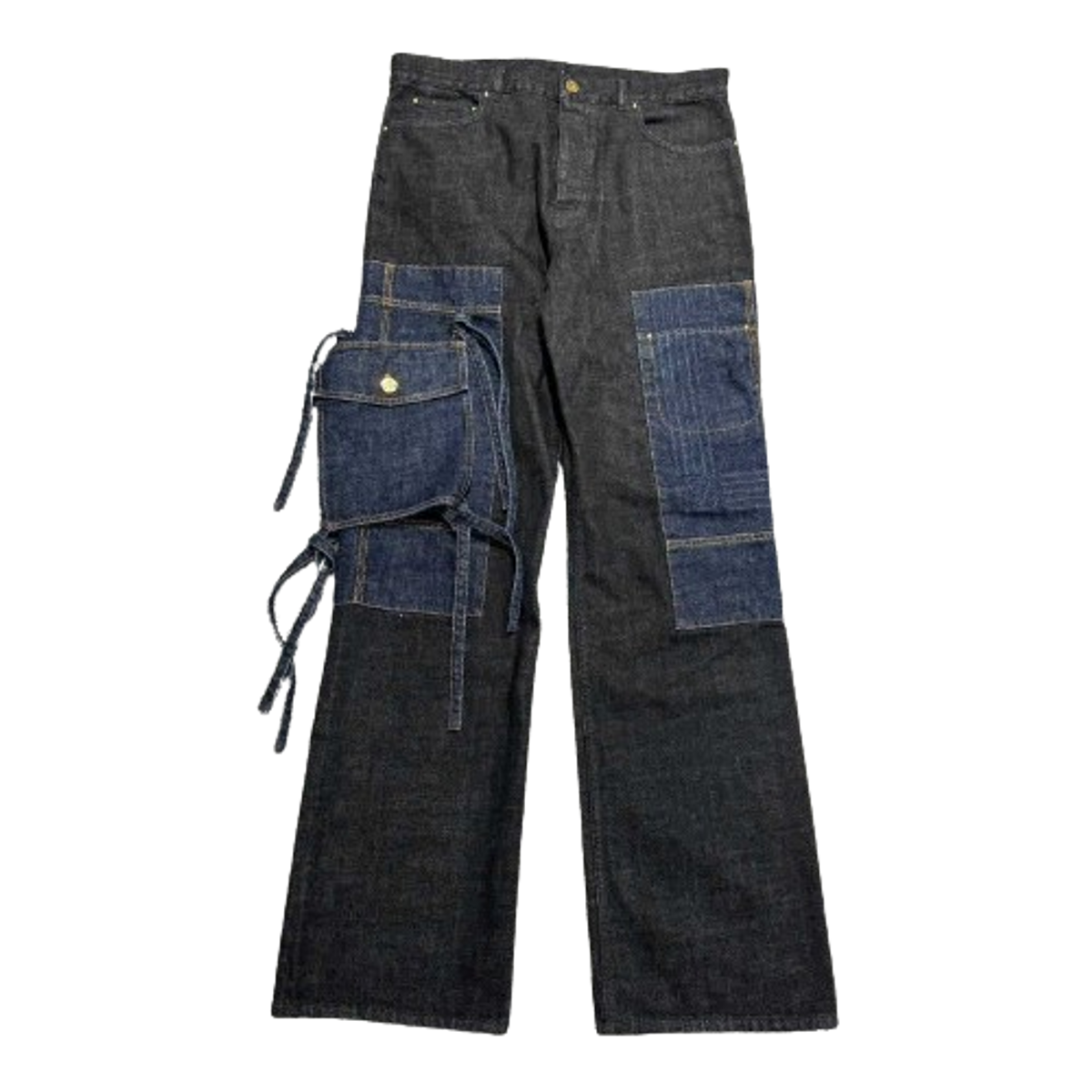 Louis Vuitton LV Butterfly Belted Distressed Denim Jeans